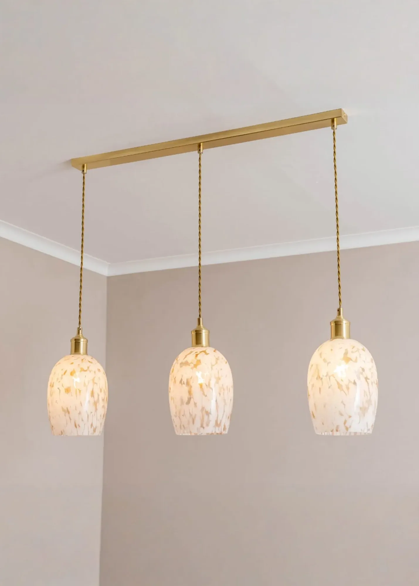 India Confetti Glass Shade 3-Drop Ceiling Pendant Light - White product