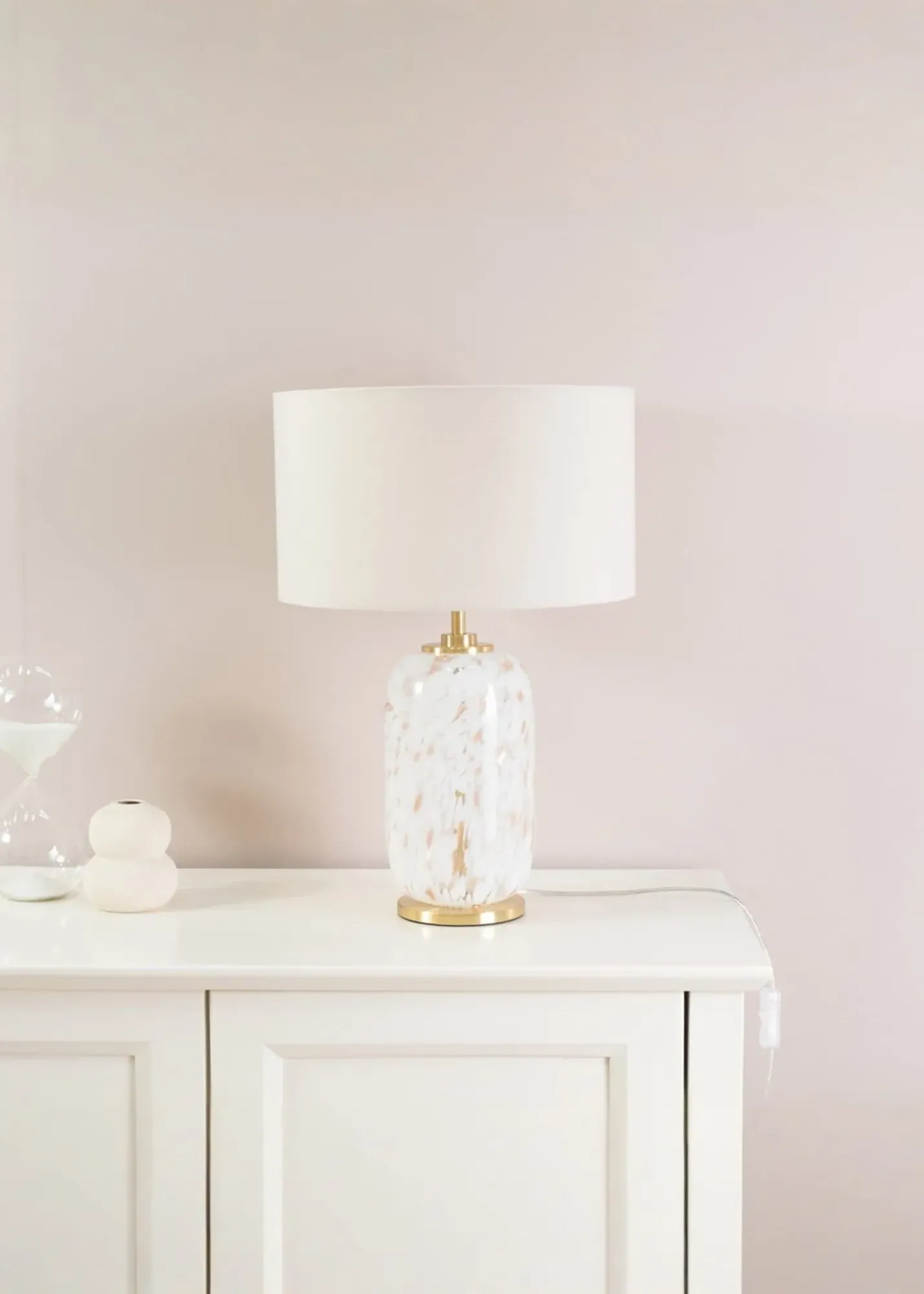 India Confetti Glass Table Lamp with Lampshade - Cream product