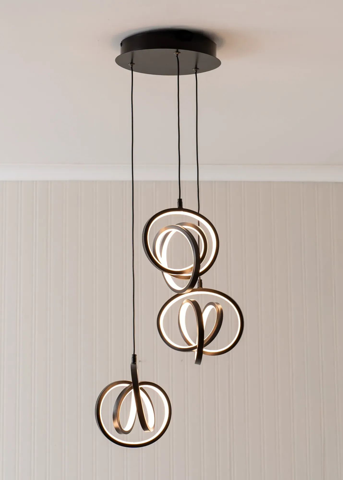 Infinity Matte Loop Twirl 3-Way Cluster Drop LED Ceiling Pendant - Black, Aluminium product