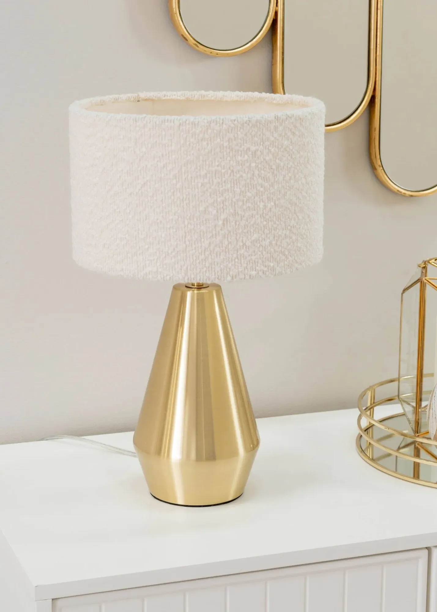 Jax Drum Shade Dimmable Table Lamp - Cream, Metal product