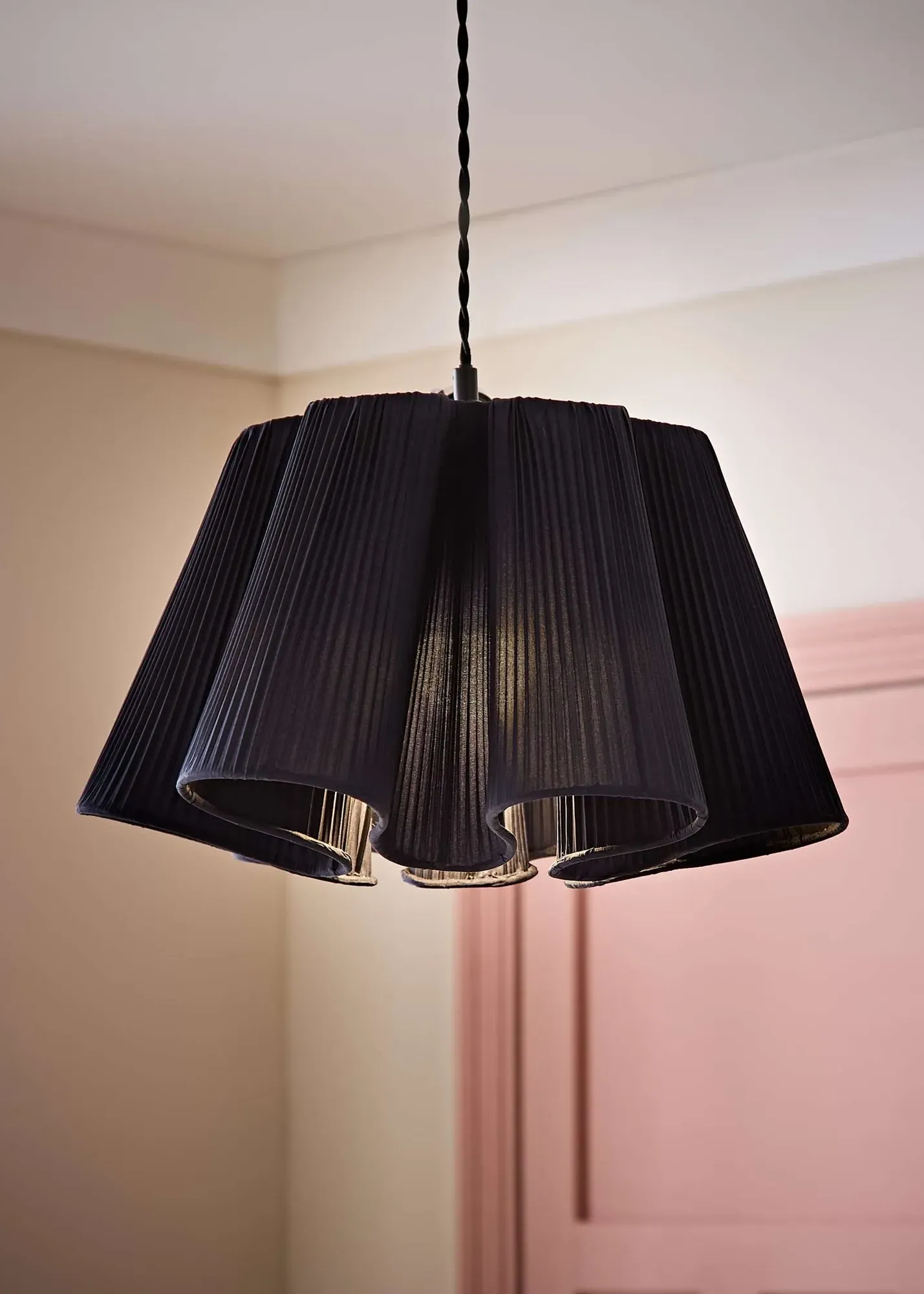 Jemima Full Pleated Pendant Shade - Navy, Fabric product