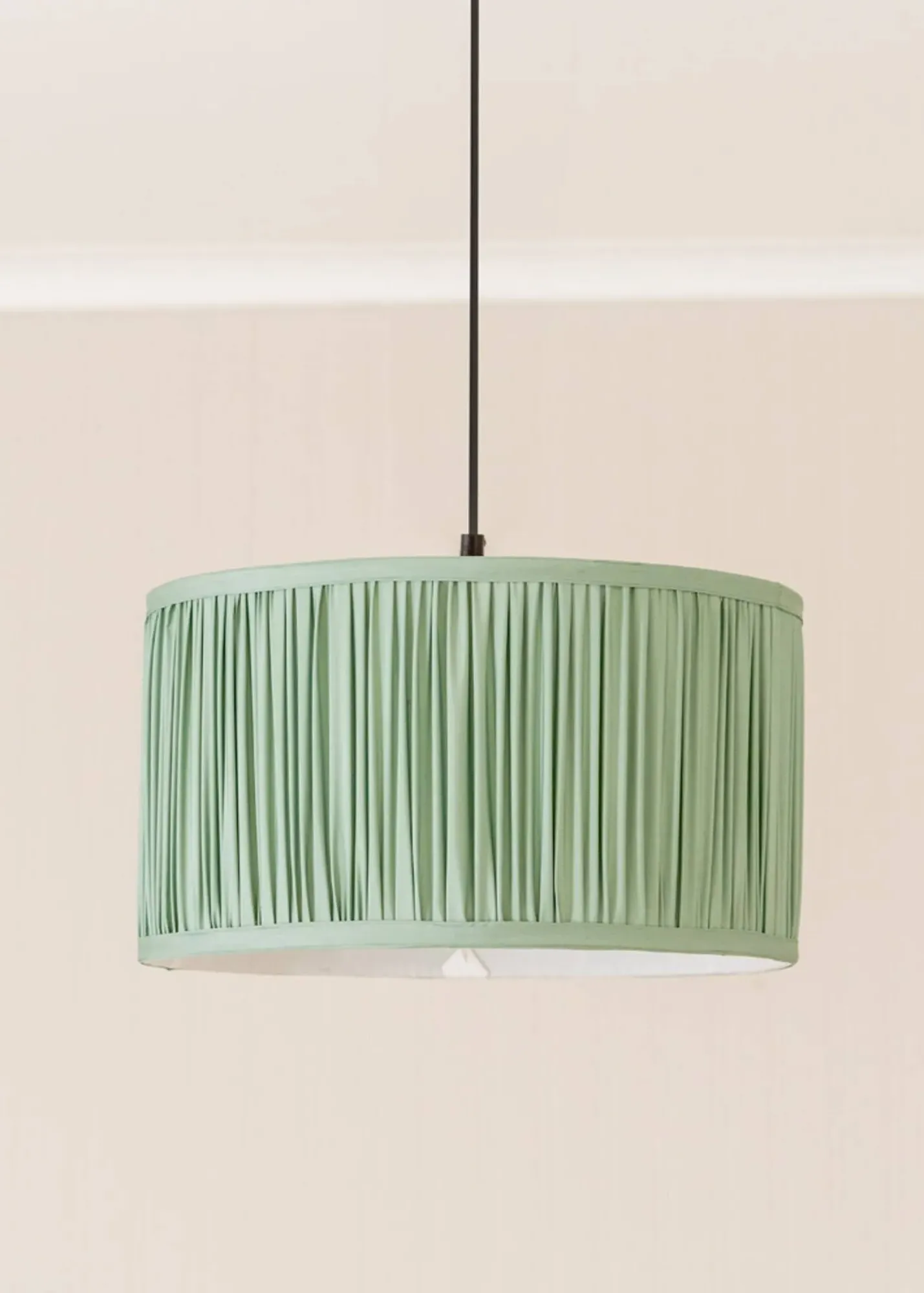 Jess Large Drum Ceiling Pendant Shade - Green, Faux Silk product