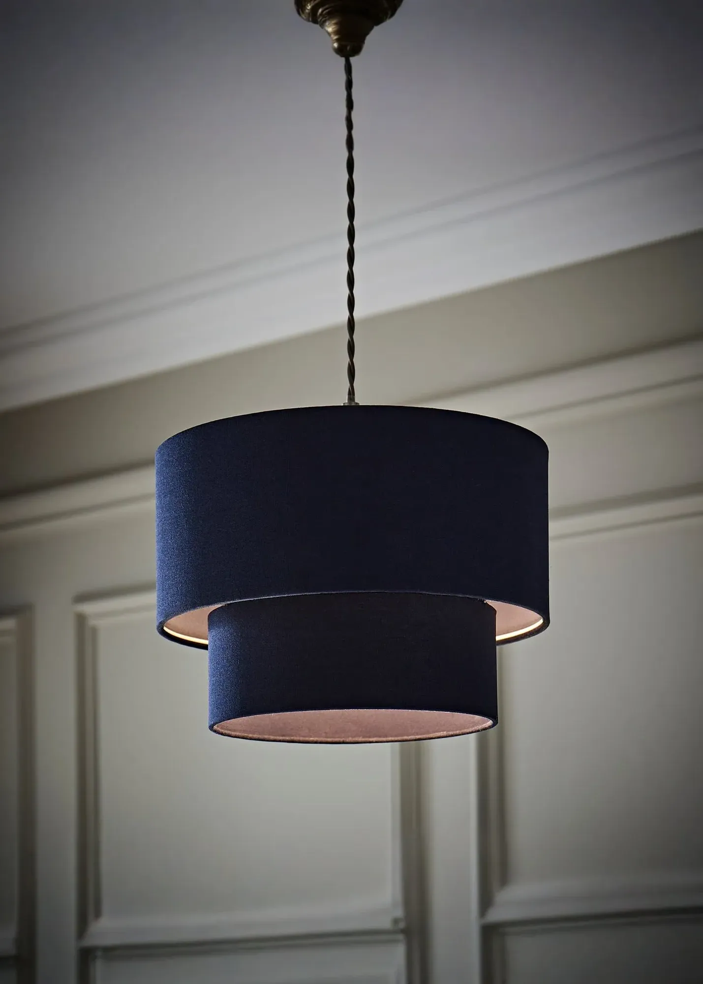 Jodie Two Tier Linen Easy Fit Lampshade - Navy product