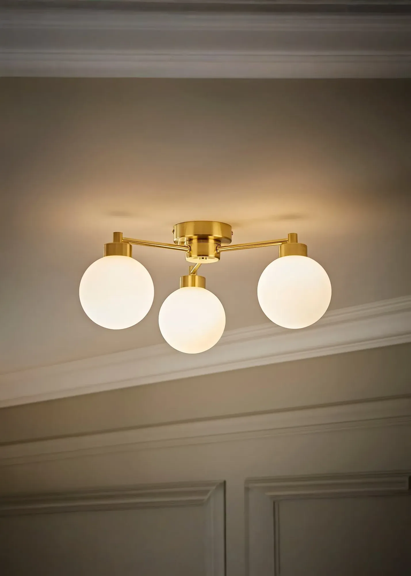 Jonah 3-Arm Ceiling Light with Globe Shades - Gold, Metal product