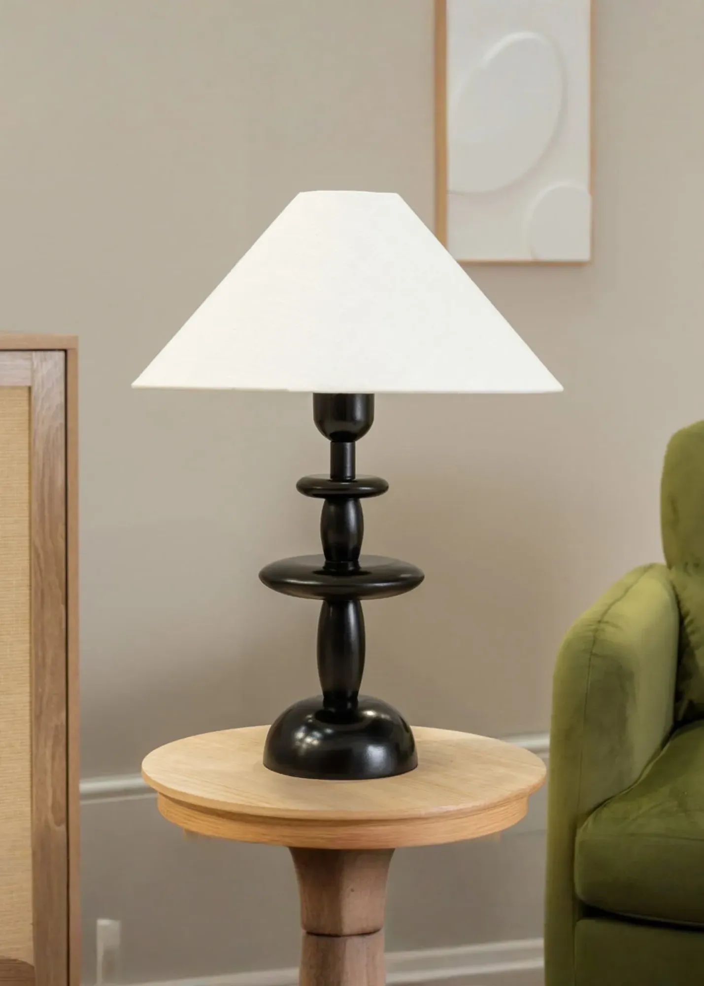Justin Dark Wood Stack Table Lamp - Black product