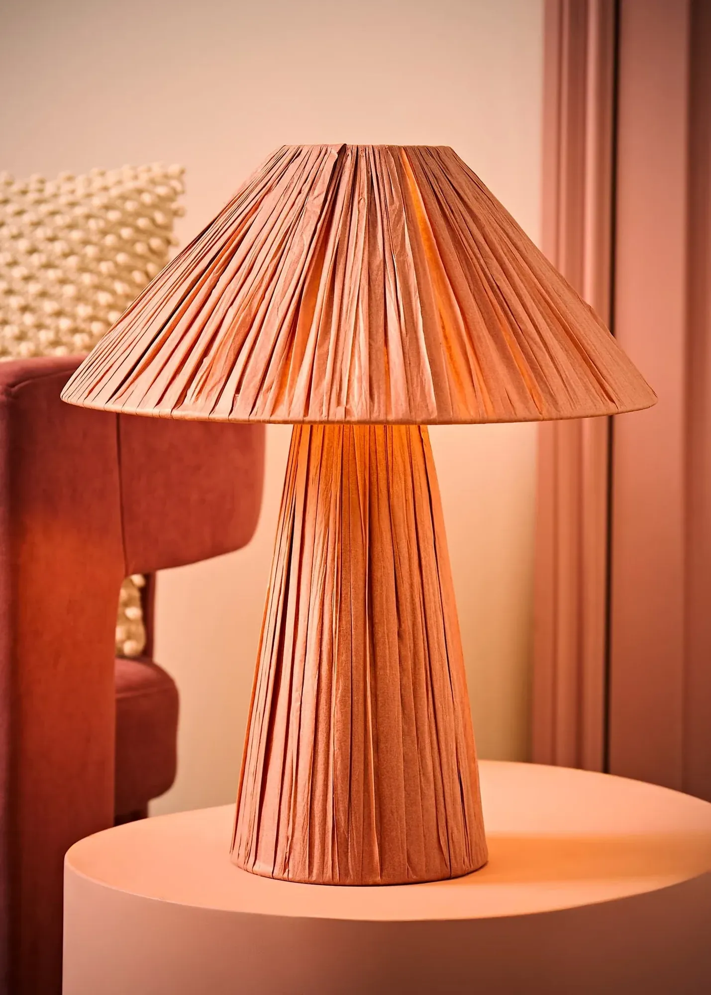 Kaiya Taper Table Lamp - Pink, Paper Woven product