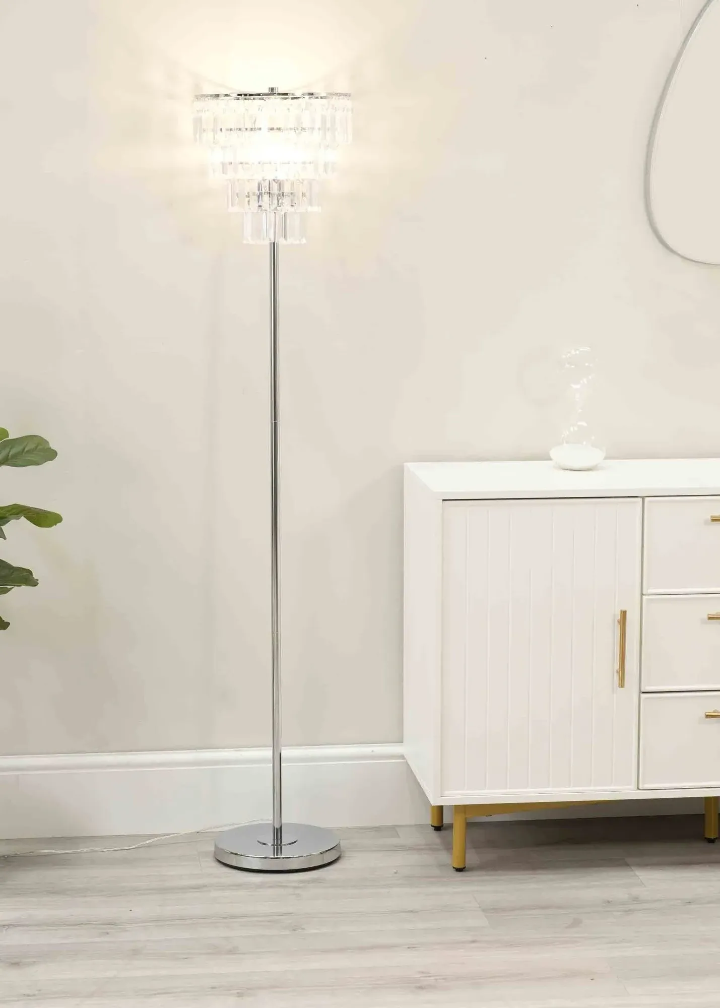 Kelsks Floor Lamp with Tiered Shade - Chrome product