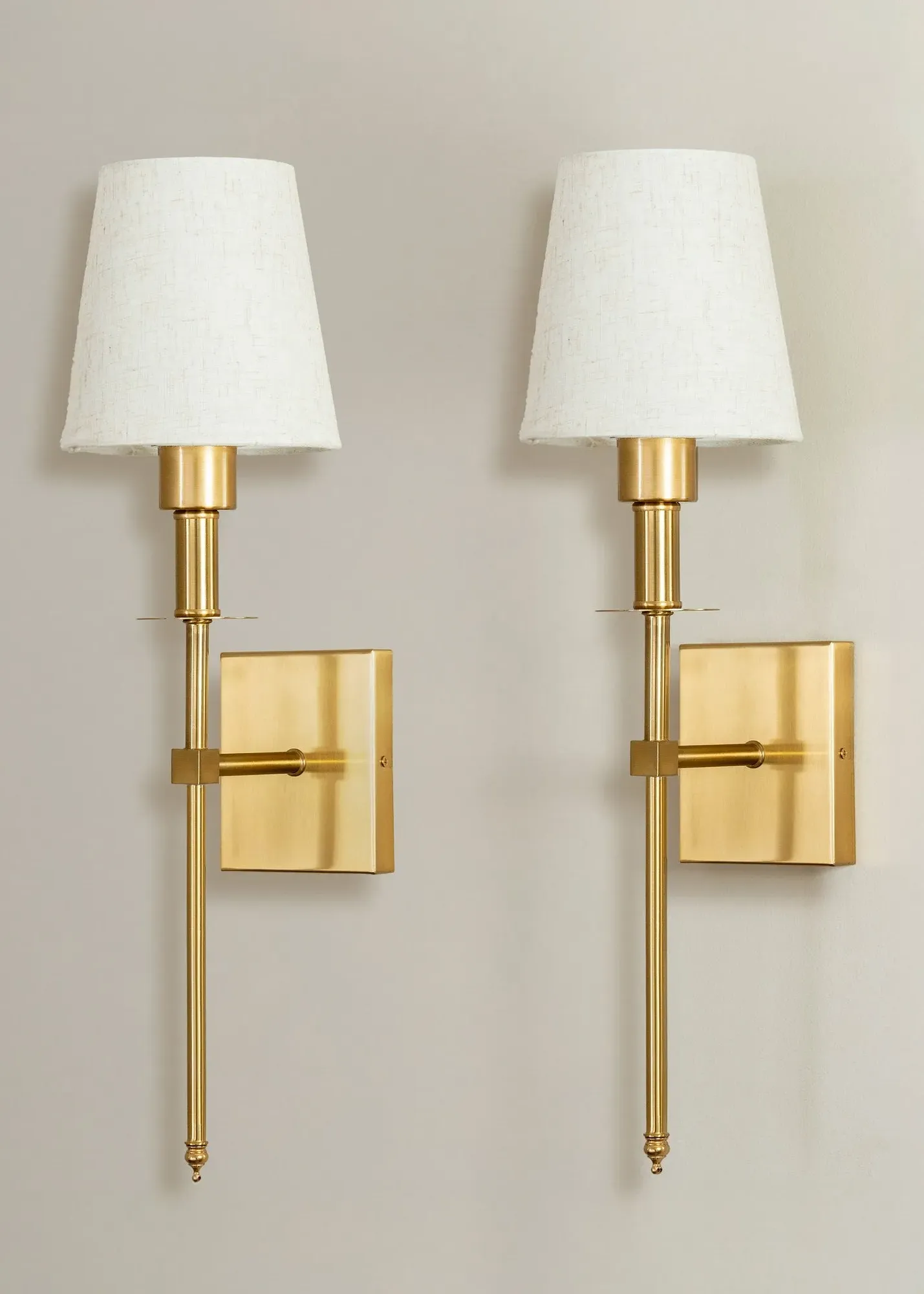 Kincaid Pair of Rechargeable Wall Lights with Shades - Antique Brass product
