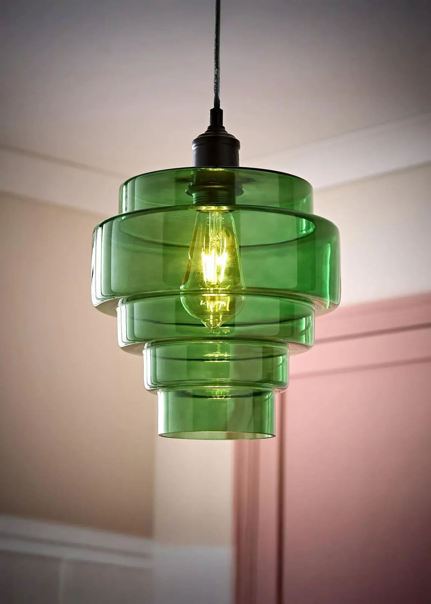 Lane 5-Tier Ceiling Pendant Lamp Shade - Green, Glass product