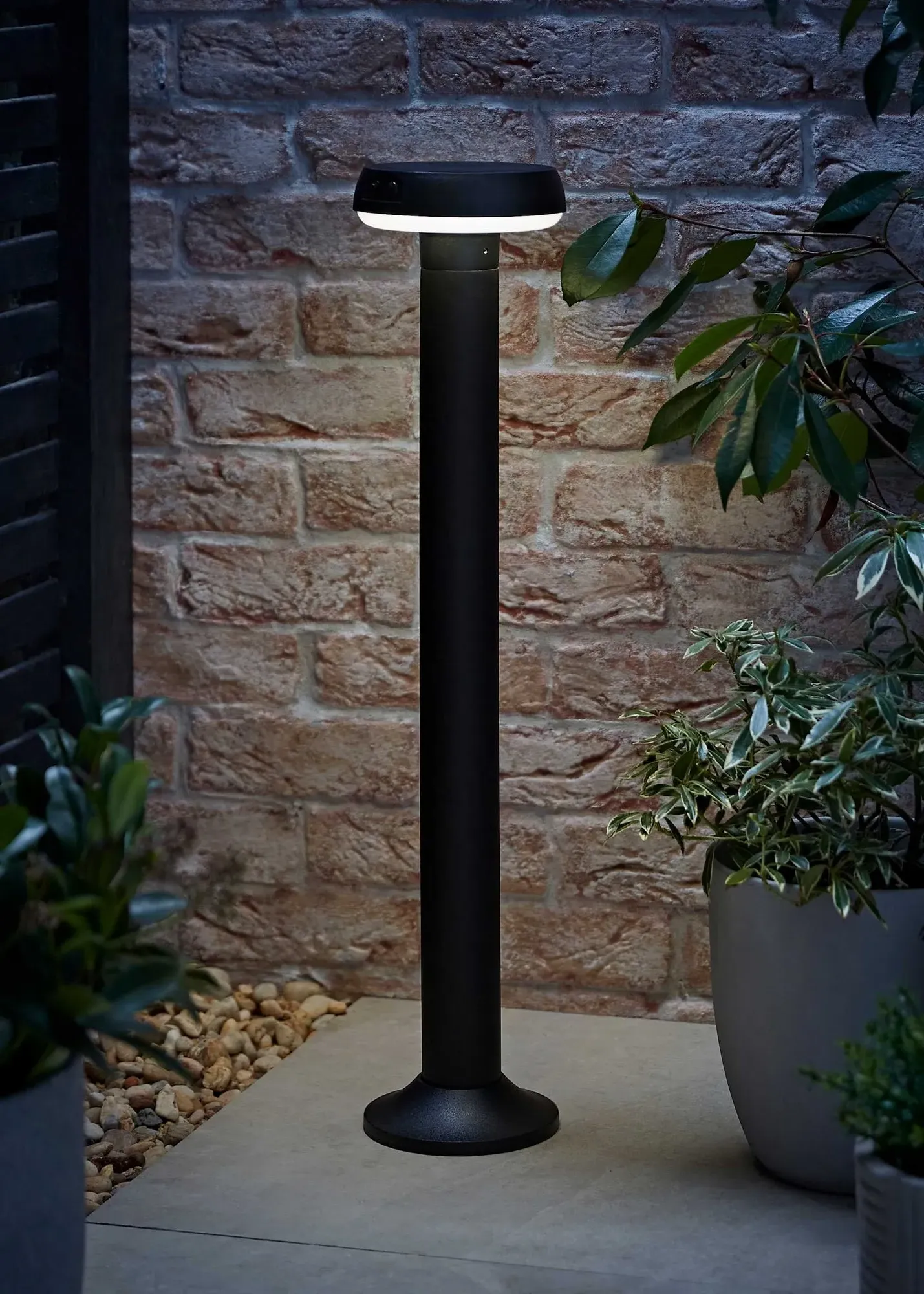 LED Solar Bollard Light with PIR Sensor - Black, Plastic product