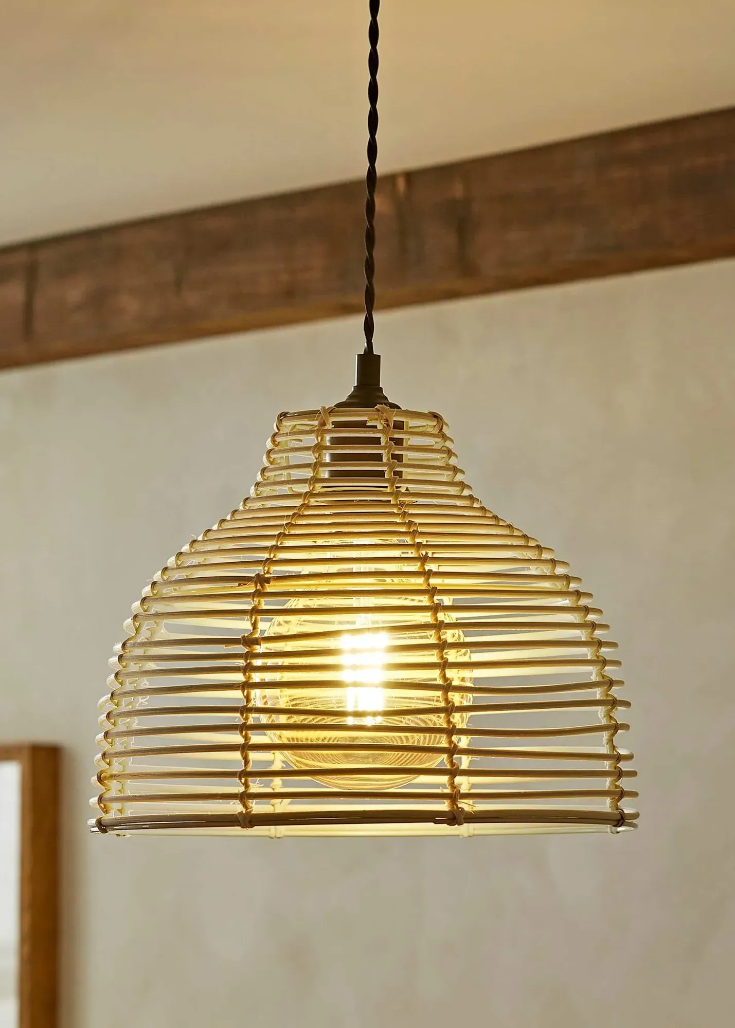 Lobster Pot Easy Fit Ceiling Lampshade - Cream, Wicker product