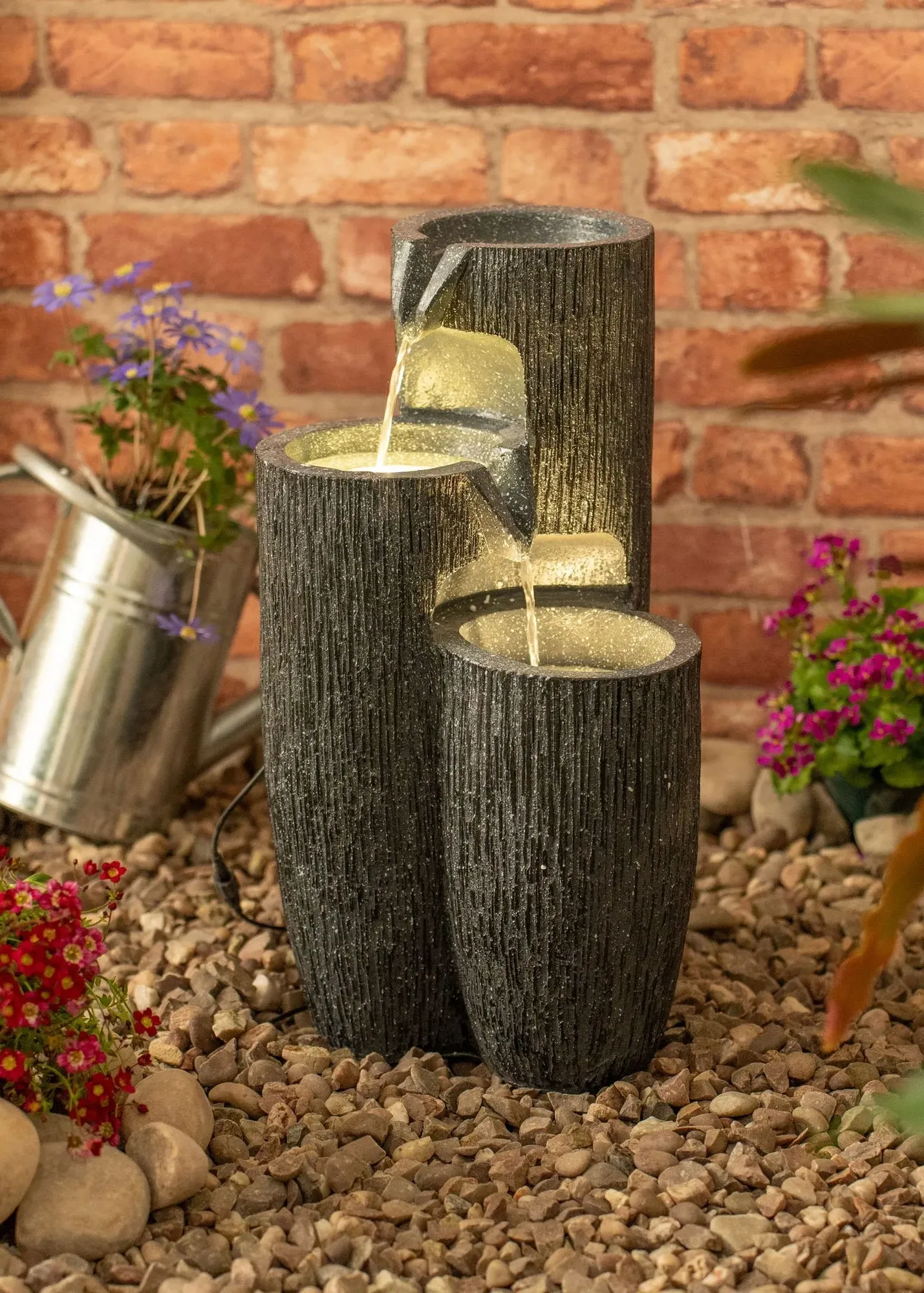Logs Design Solar Water Fountain - Grey product
