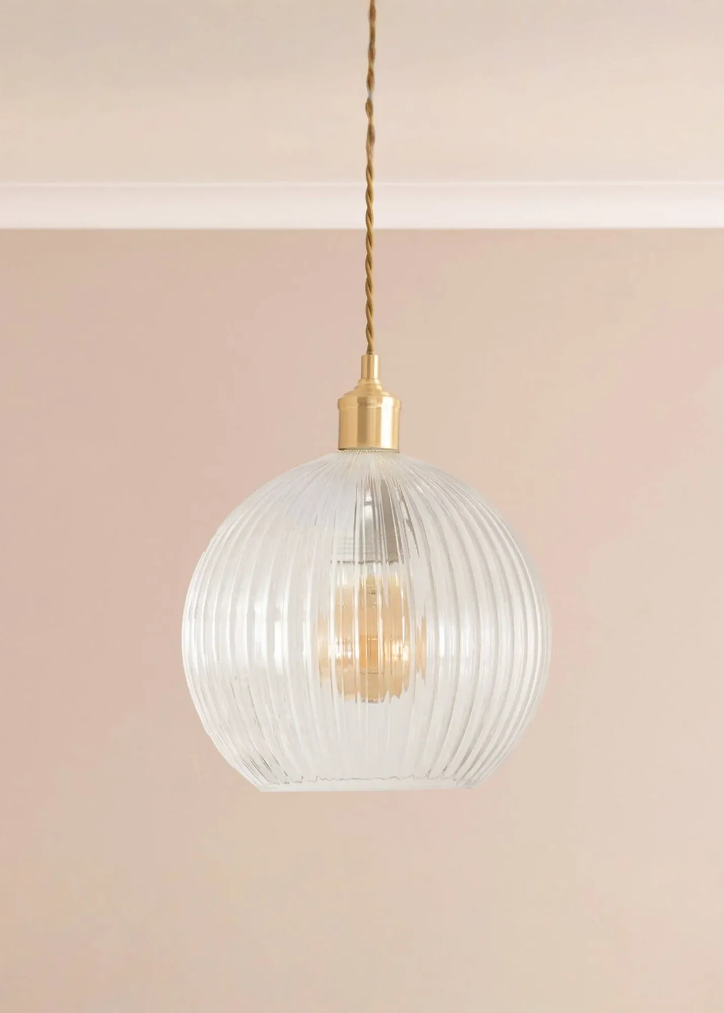 Maddison Ribbed Glass Globe Easy Fit Lampshade - Clear product