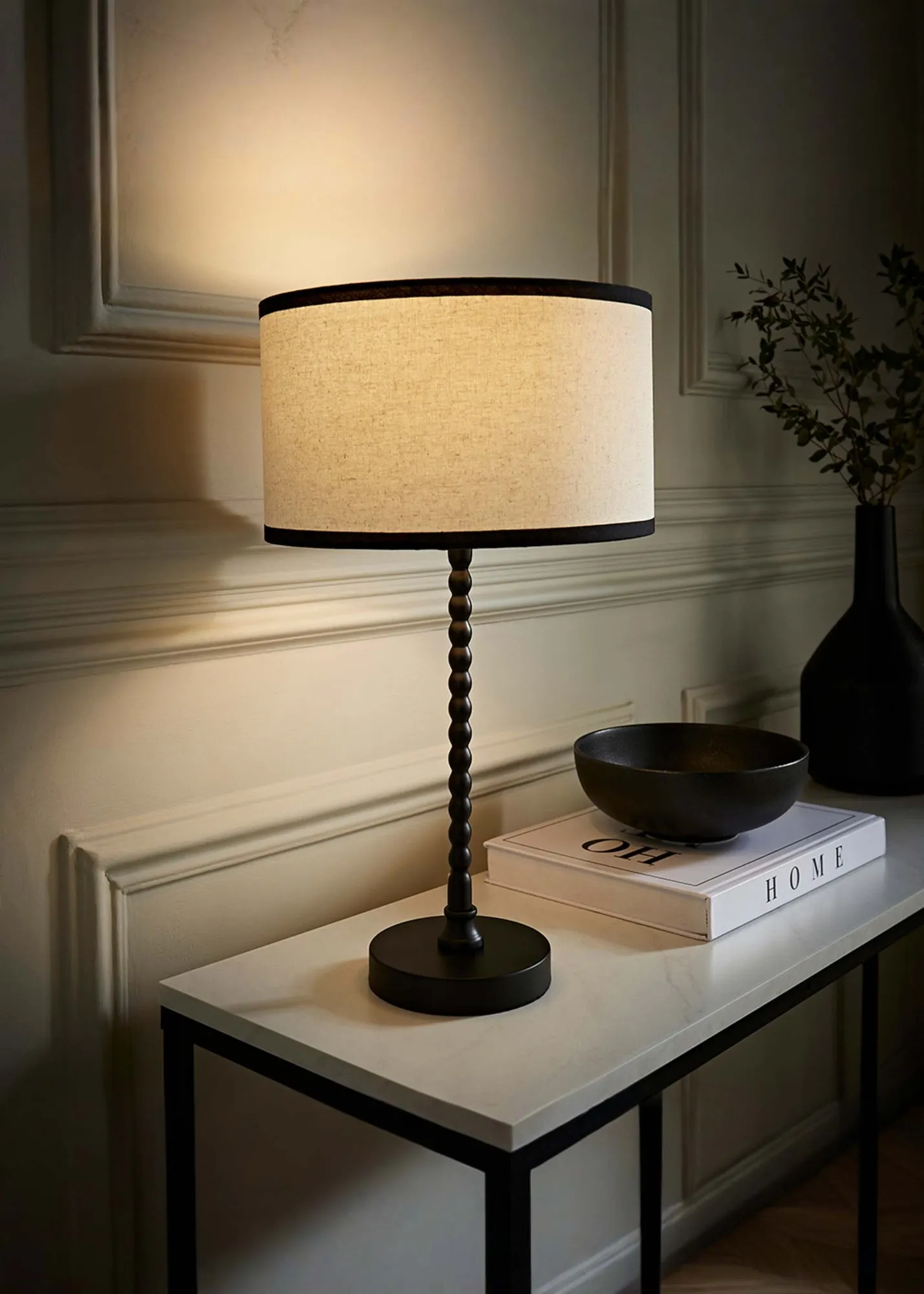 Maeve Bobbin Table Lamp Linen Trim Shade - Black product