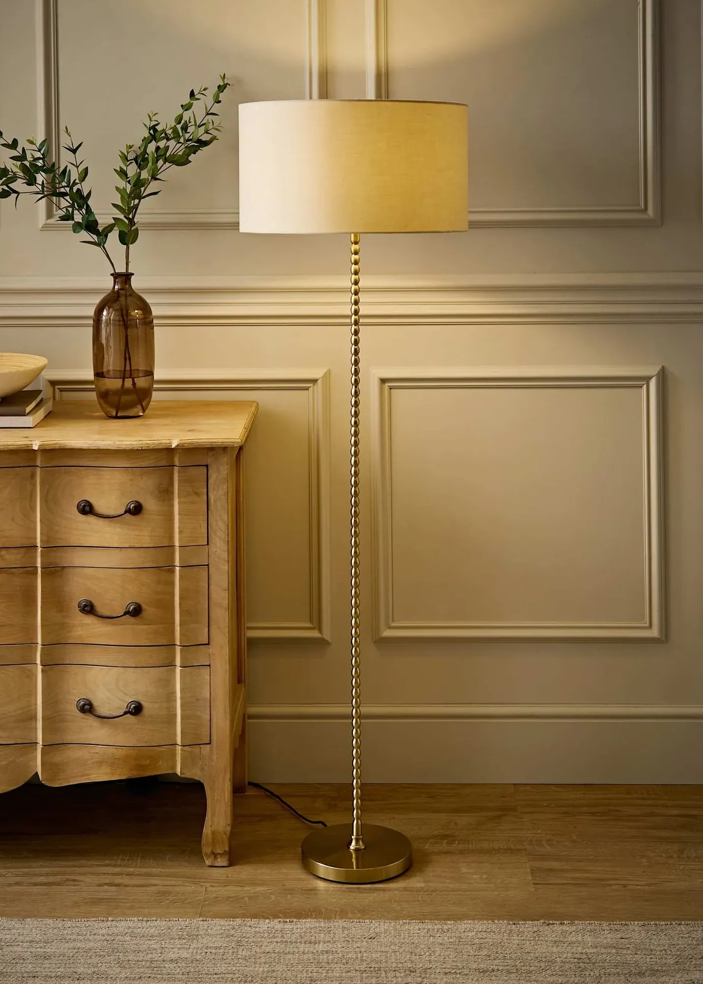 Maeve Drum Shade Floor Lamp - Cream, Metal & Fabric product