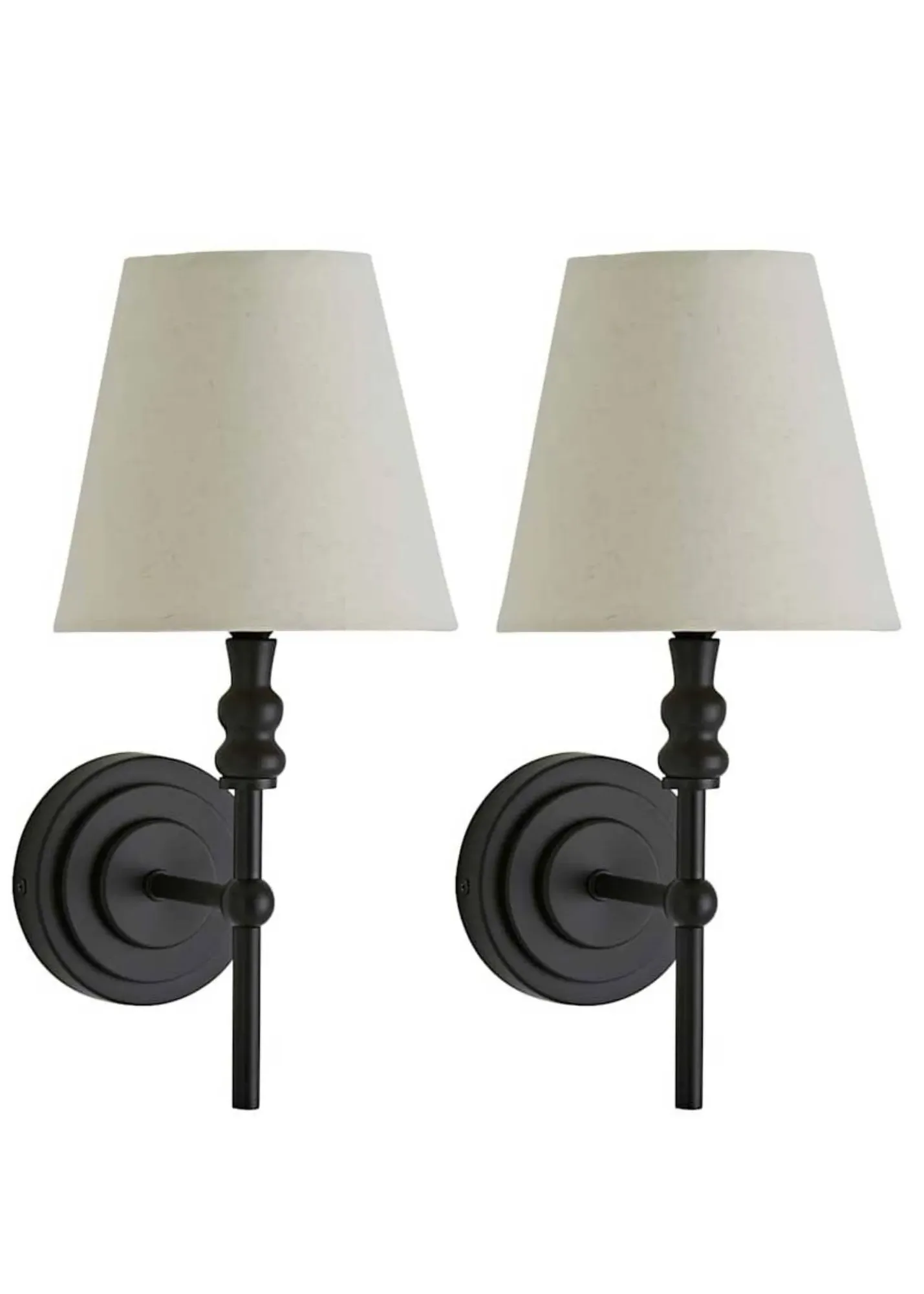 Maggie Pair of Wall Lights - Black, Linen product