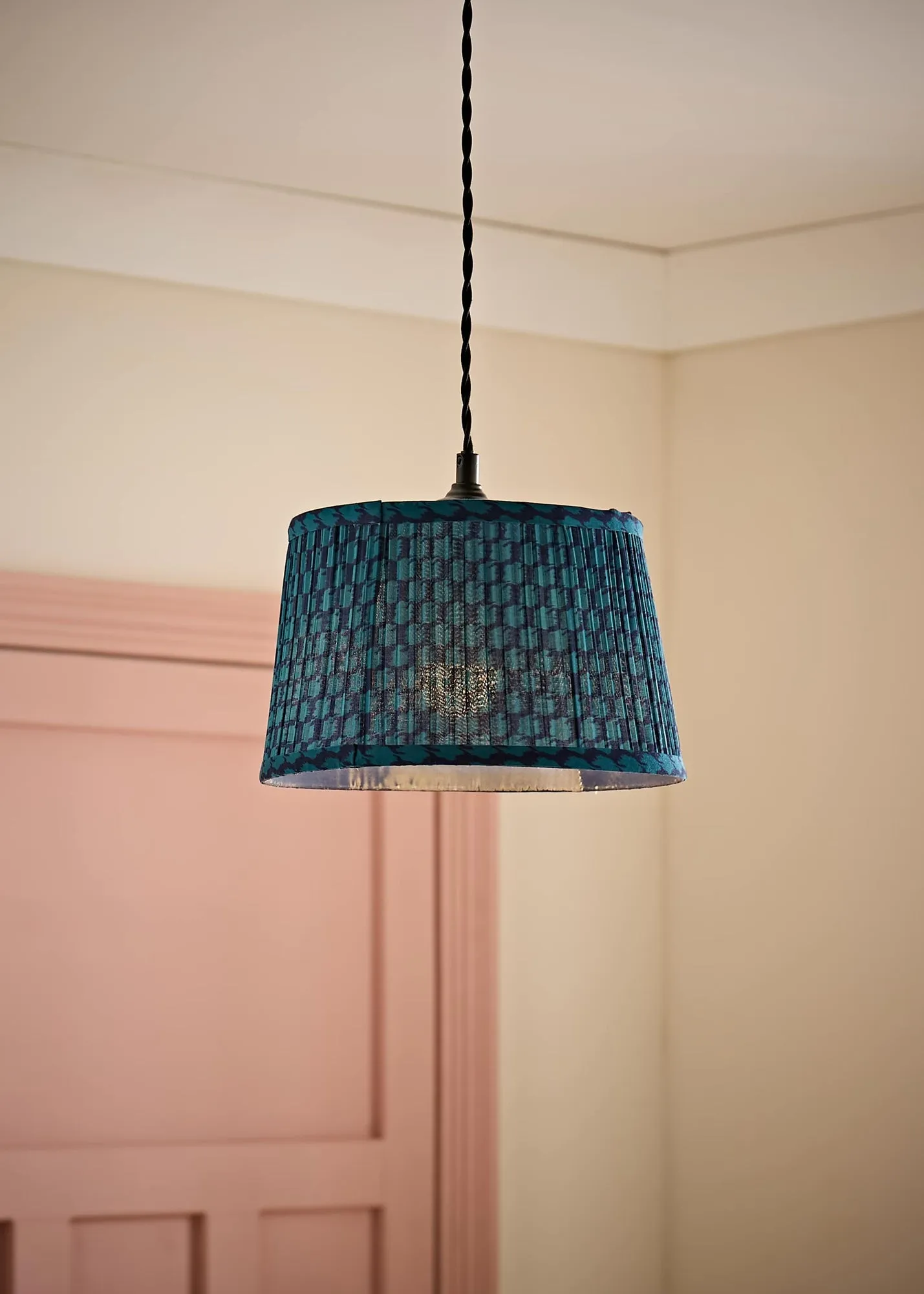 Malina Double Pleated Taper Shade Small - Dark Blue, Fabric product