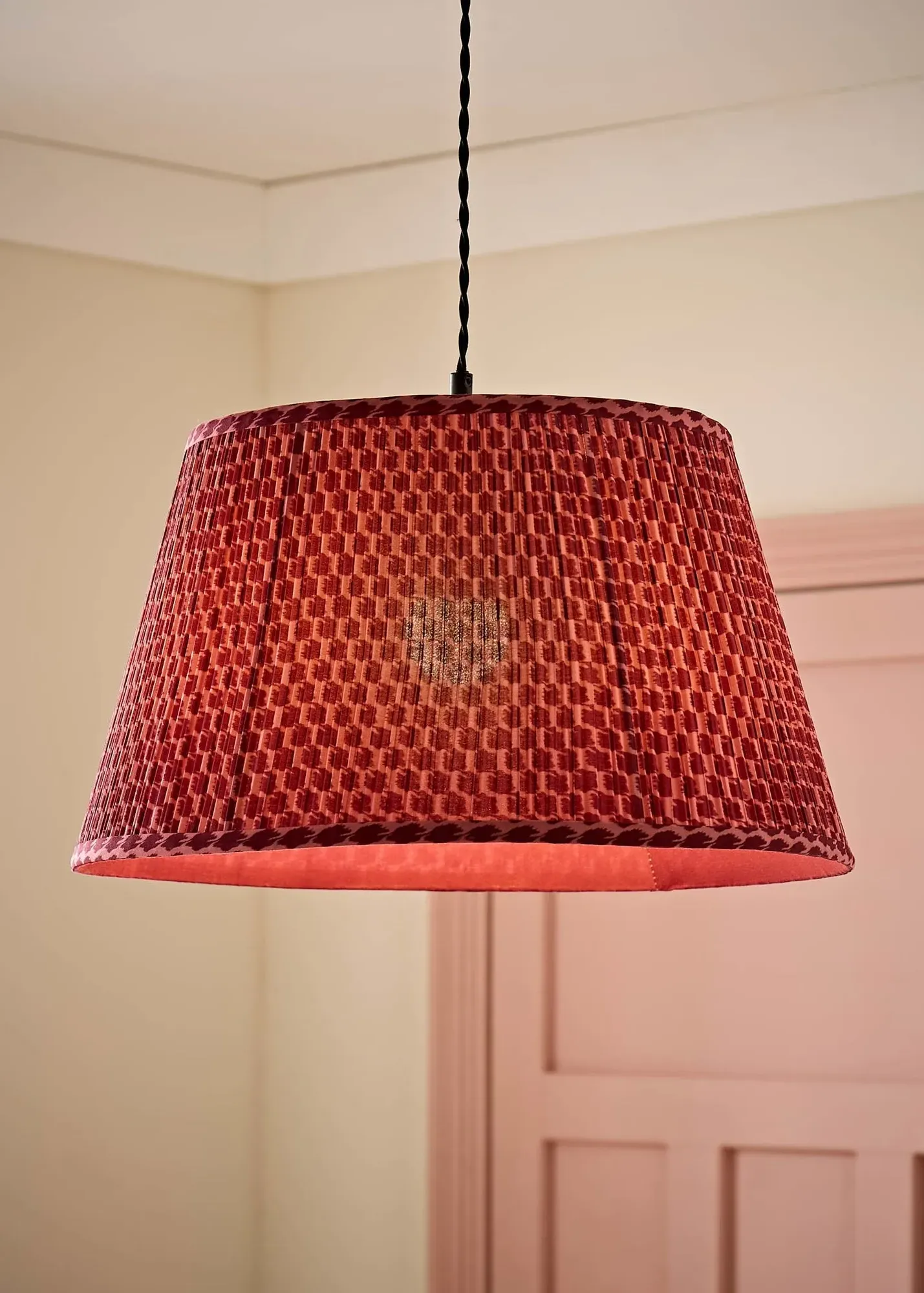 Malina Large Double Pleated Taper Lamp Shade - Pink, Fabric product