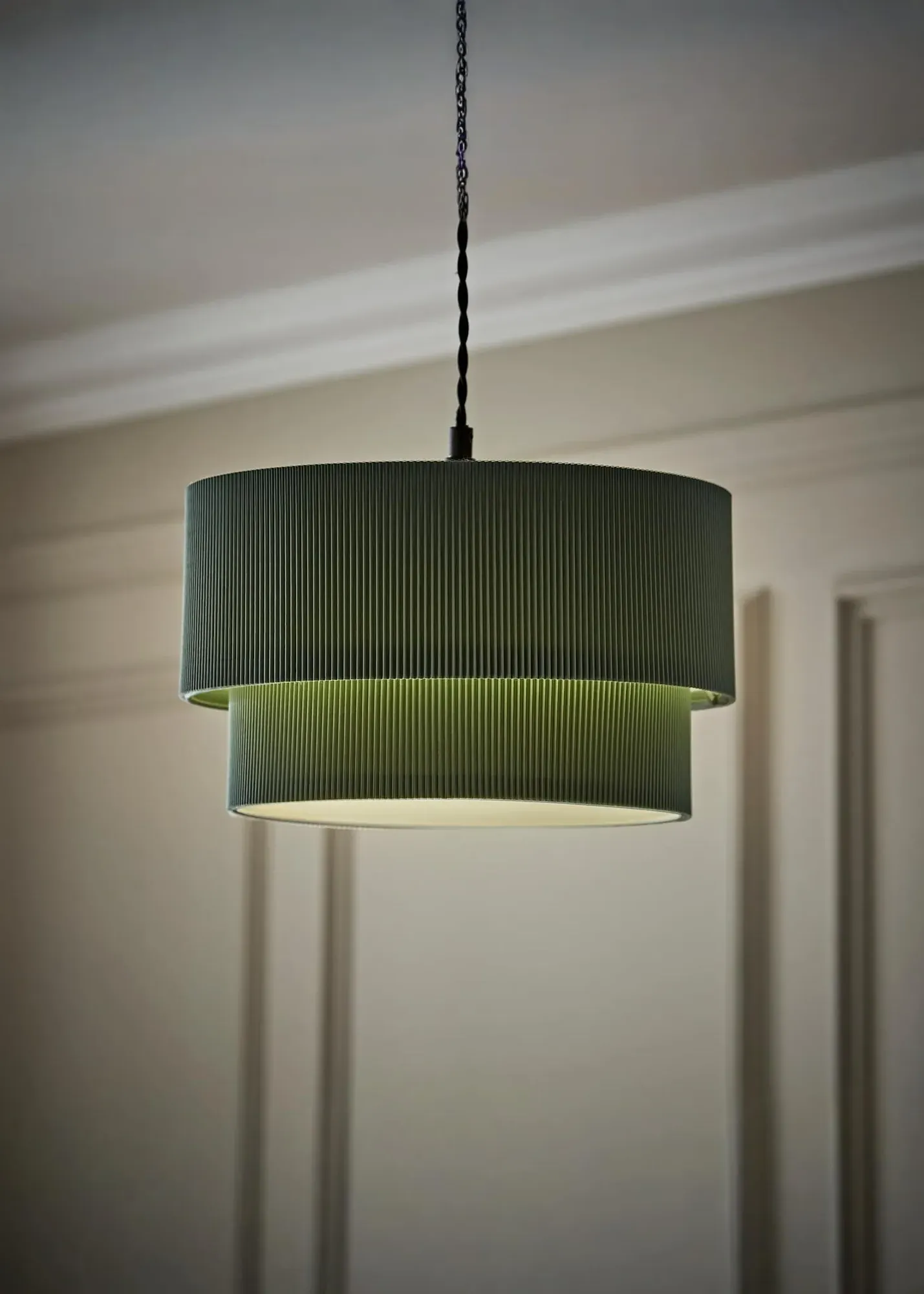 Mason 2-Tier Crinkle Easy Fit Ceiling Lampshade - Green product