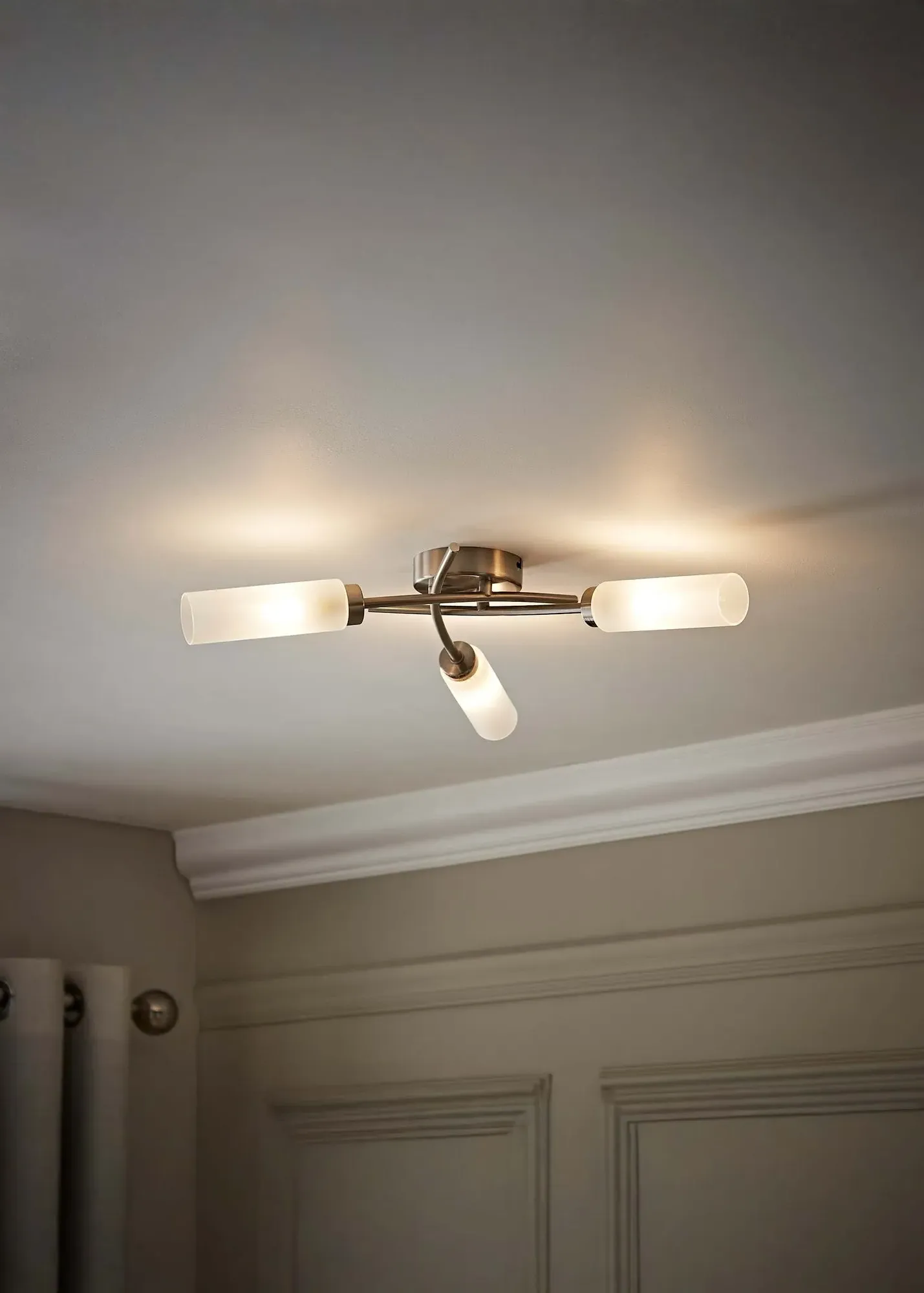 Maya 3-Arm Flush Ceiling Light Frosted Glass - Silver, Metal product