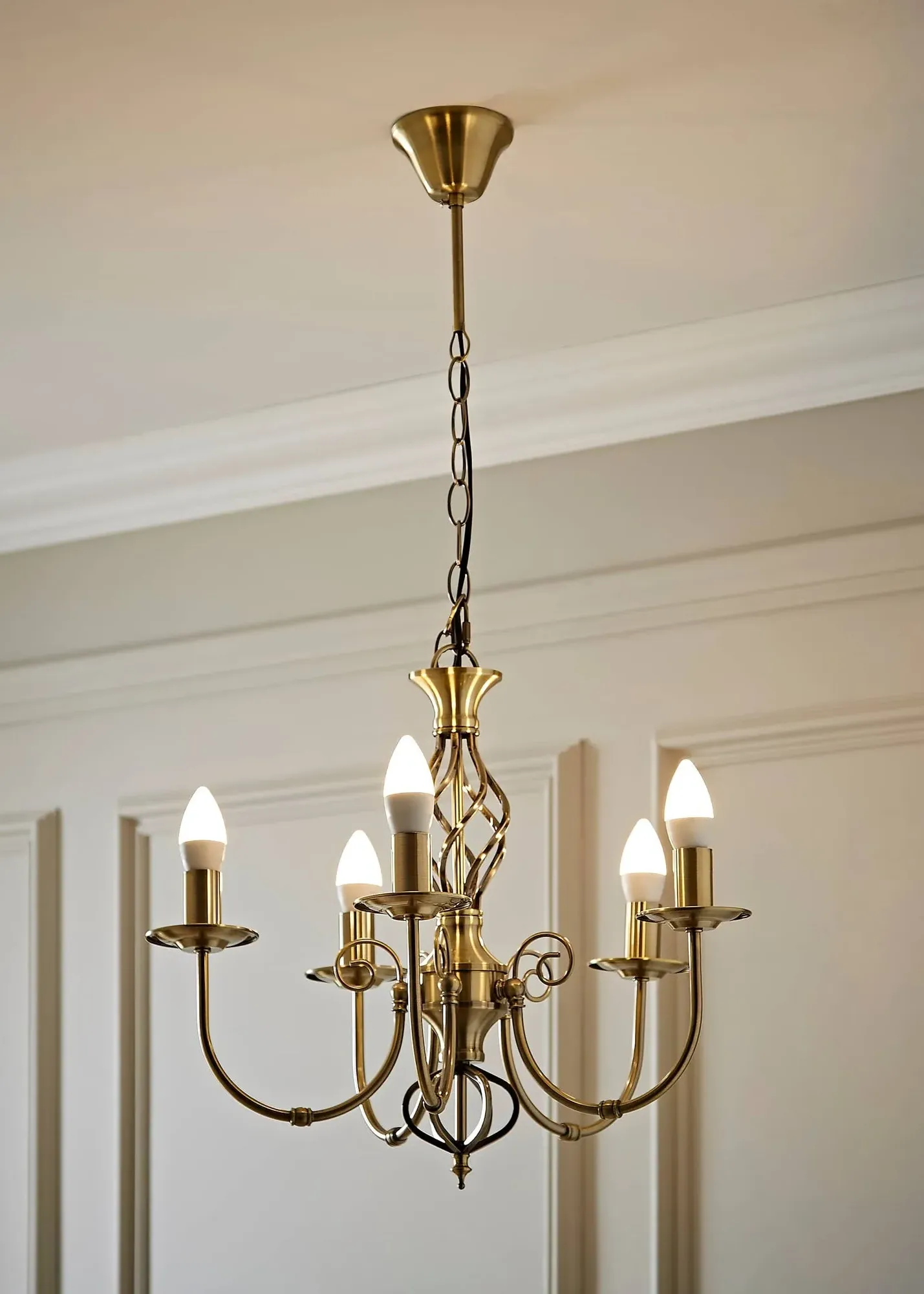Memphis Antique Twist 5-Way Ceiling Light - Gold, Wrought Iron product