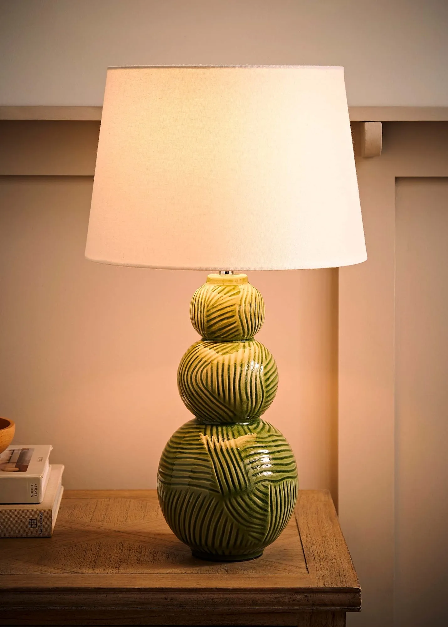 Mia Stacked Ball Ceramic Table Lamp - Green product