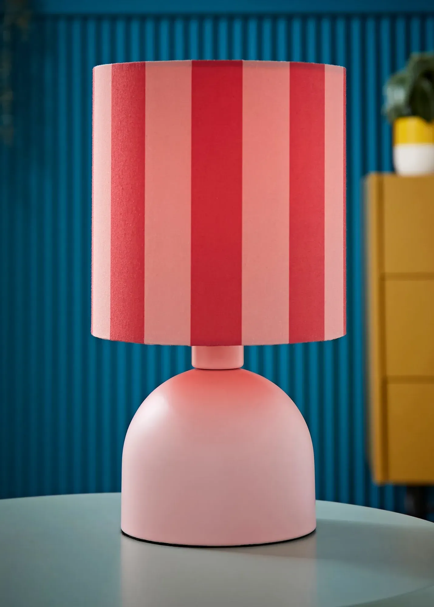 Miley Stripes Drum Shade Table Lamp - Pink, Metal product