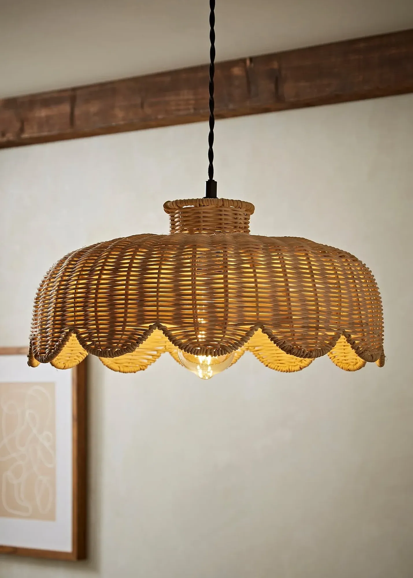Naveah Tapered Ceiling Pendant Shade - Natural, Wood Rattan product