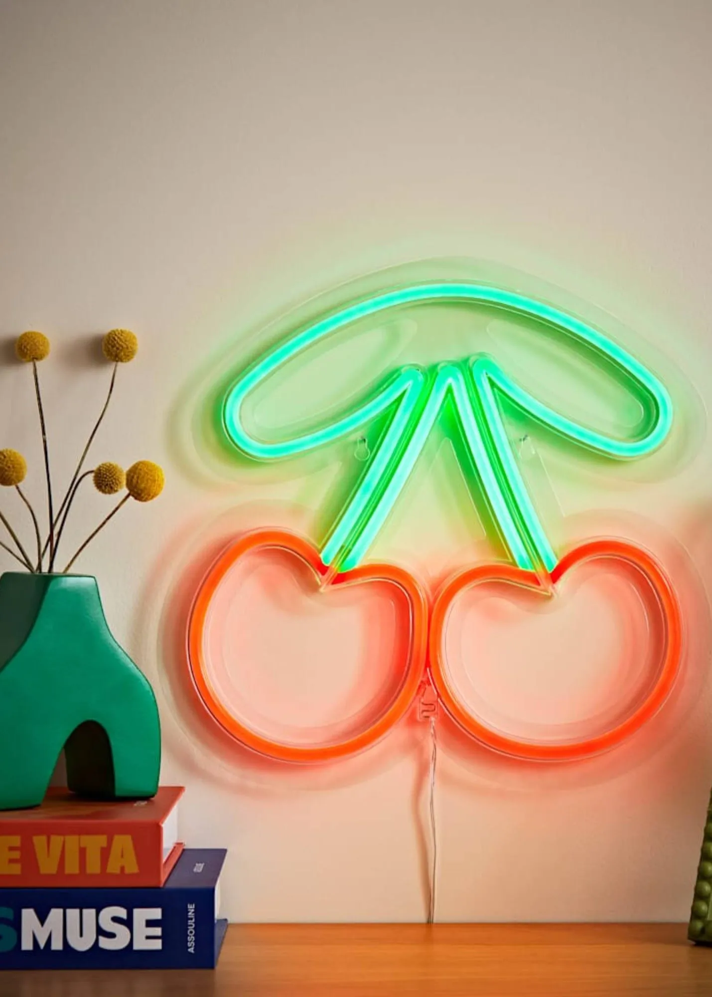 Neon Cherry Wall Light Integrated LED - Red, Plastic product