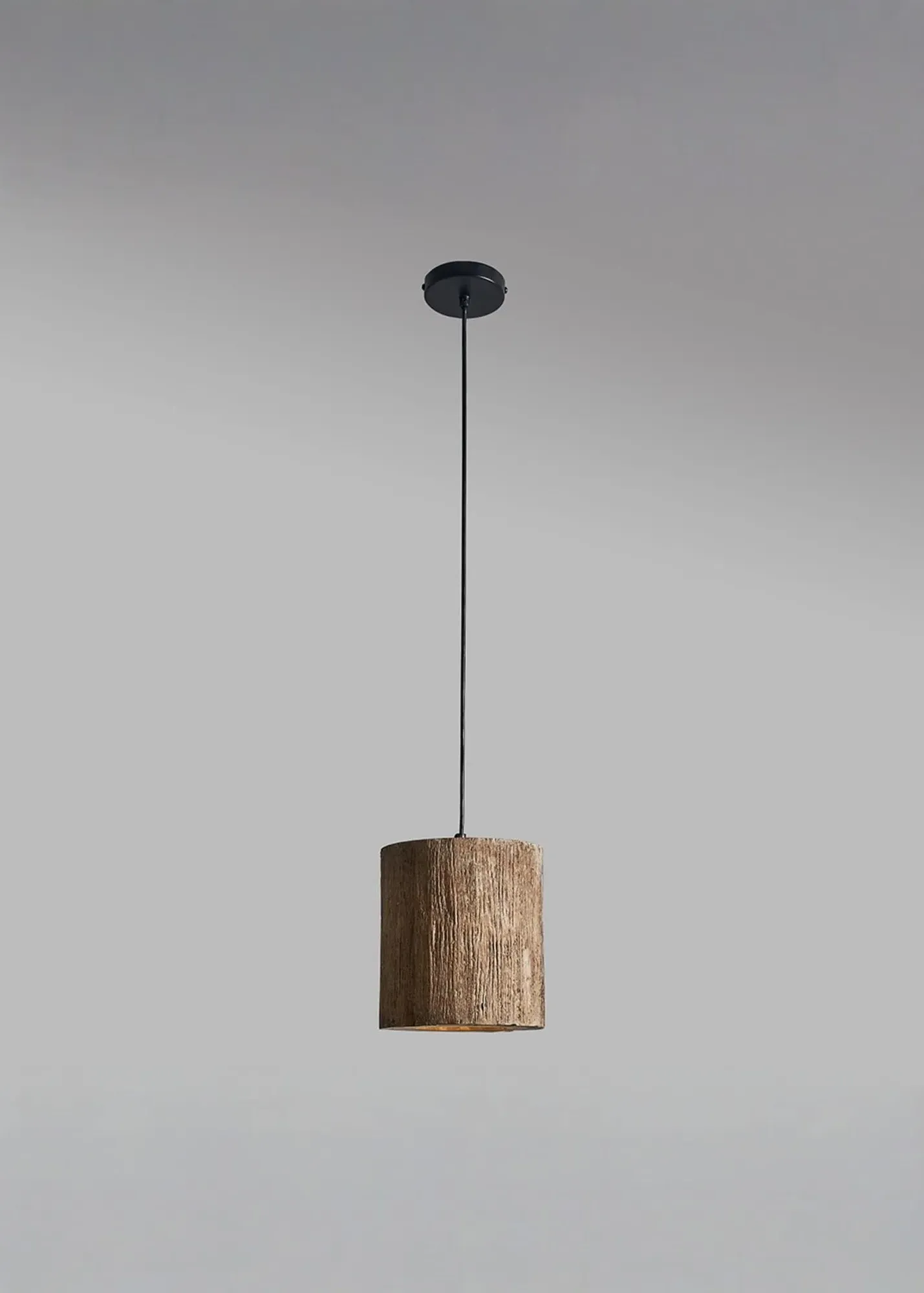 Penn Cylinder Ceiling Light - Black, Rustic Wood product