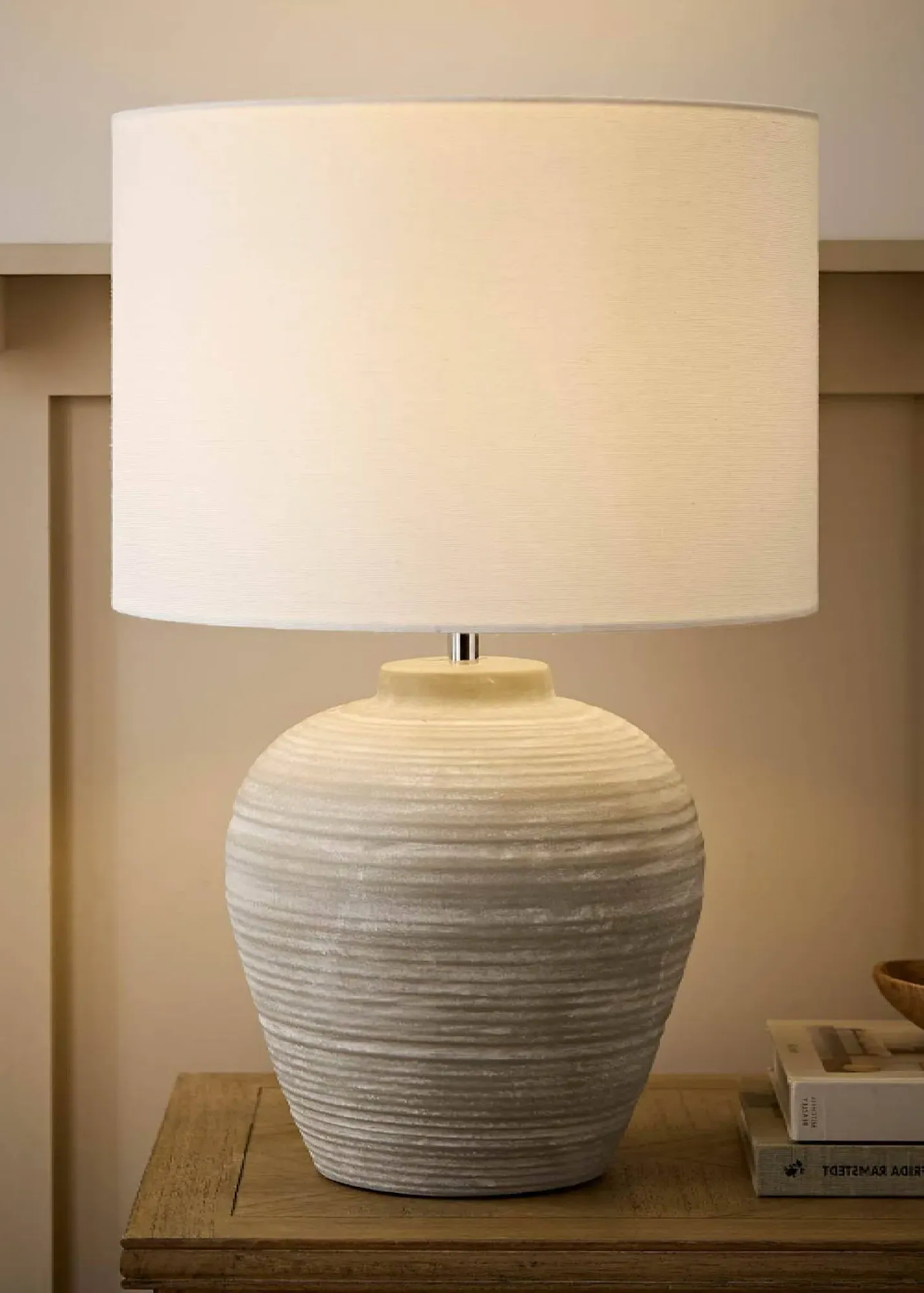 Reid Drum Shade Large Table Lamp - Grey, Ceramic product