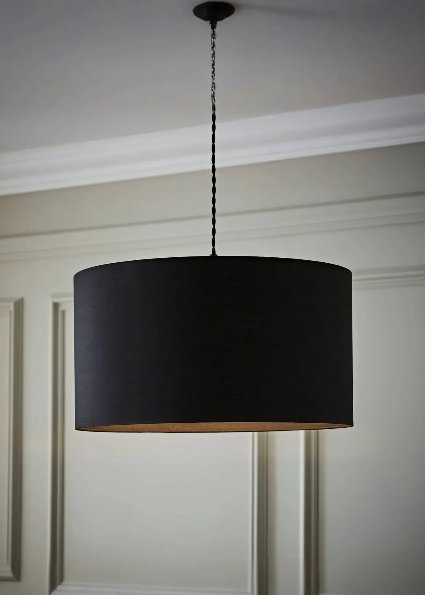 Reni 35cm Drum Lampshade Easy Fit - Black, Cotton product