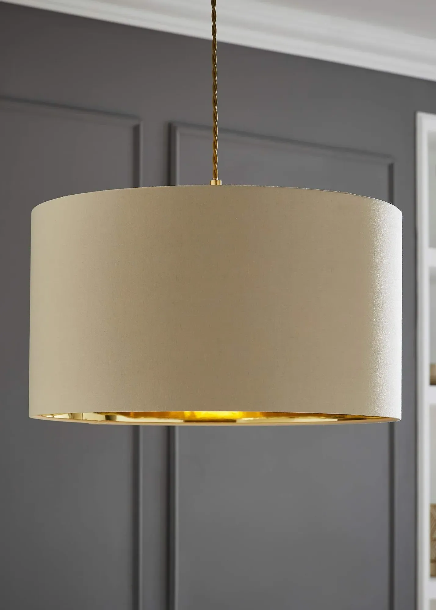 Reni 35cm Drum Lampshade Easy Fit with Metallic Inner - Cream product