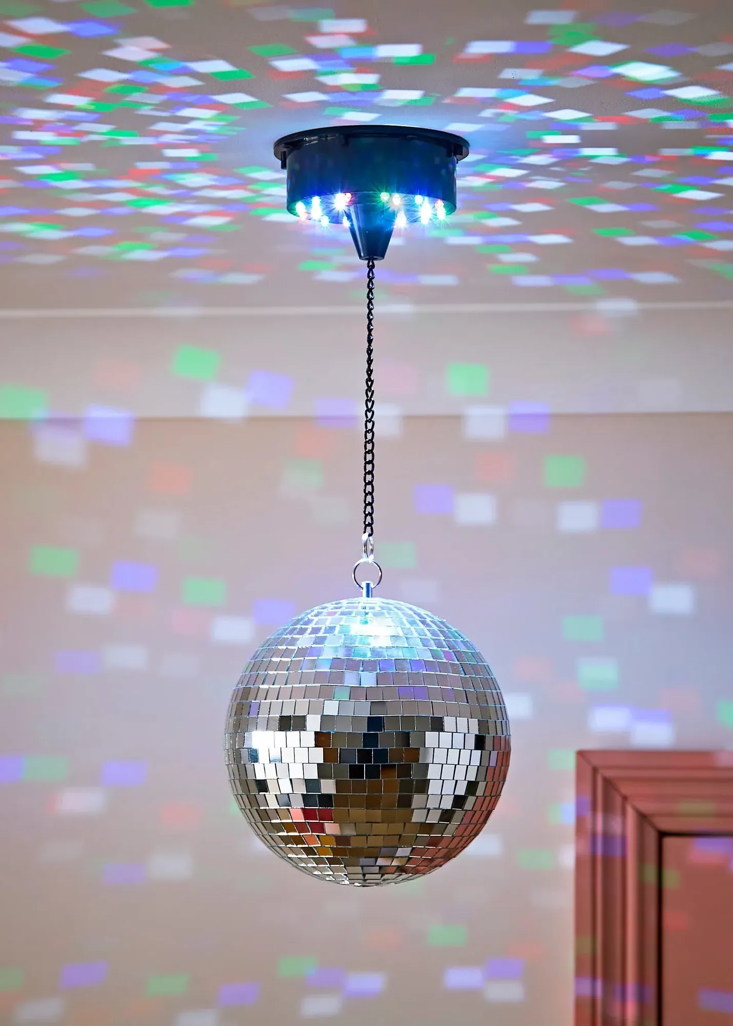 Rotating Disco Mirror Ball Ceiling Light - Silver product