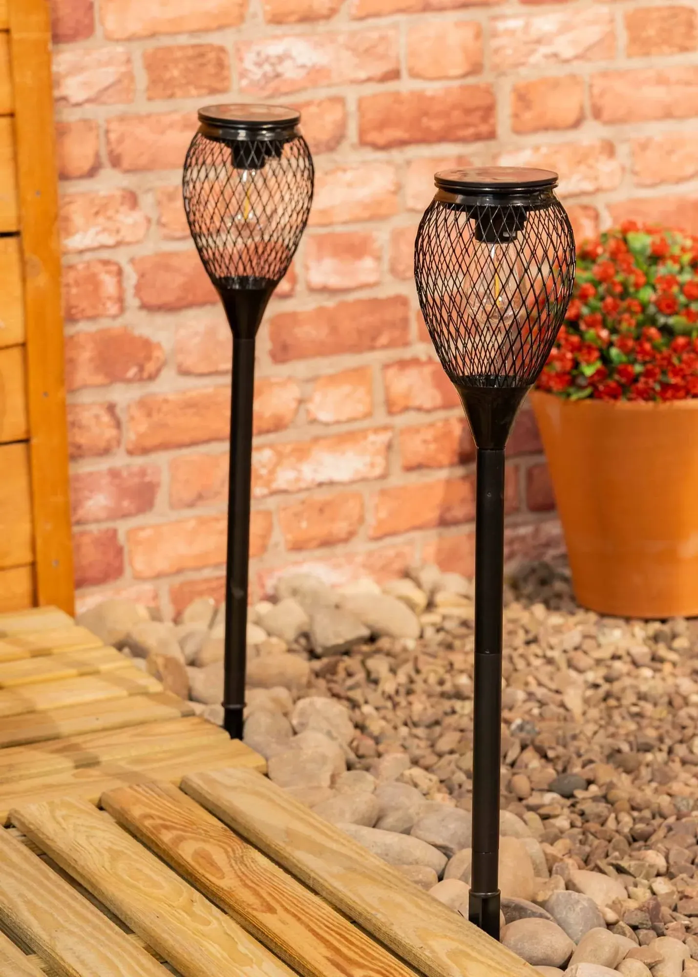 Solar 2-Pack Cage Spike Lights with LED - Black product