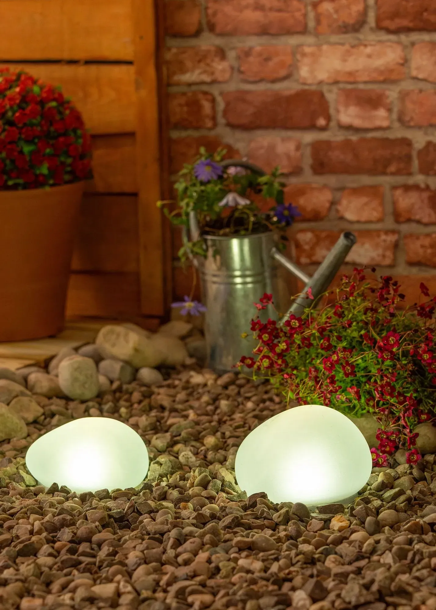 Solar Glass Pebble Lights Set of 2 - Clear, Glass product
