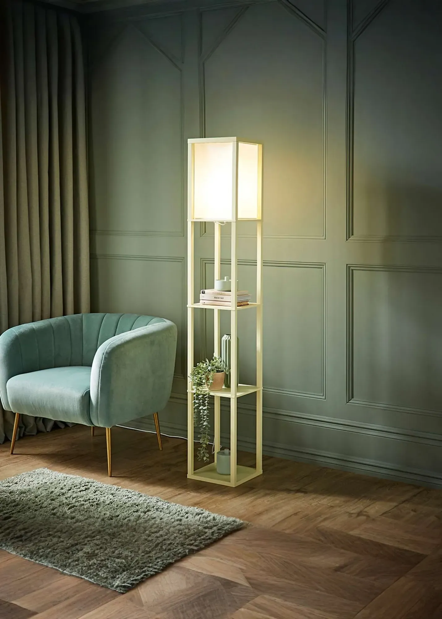 Struttura Wood Shelving Floor Lamp - Yellow product