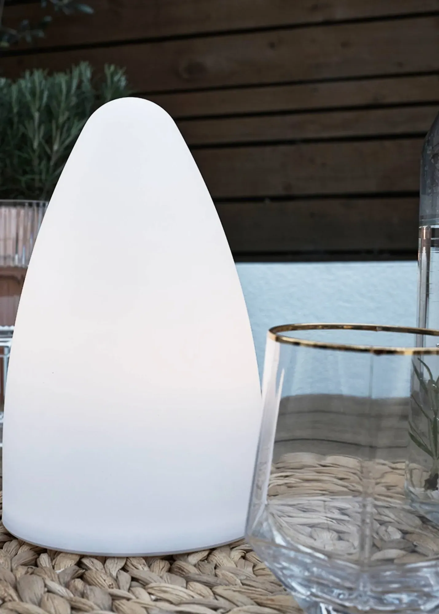 Tenzin IP44 Cone Table Lamp Colour Changing Rechargeable - White, Plastic product