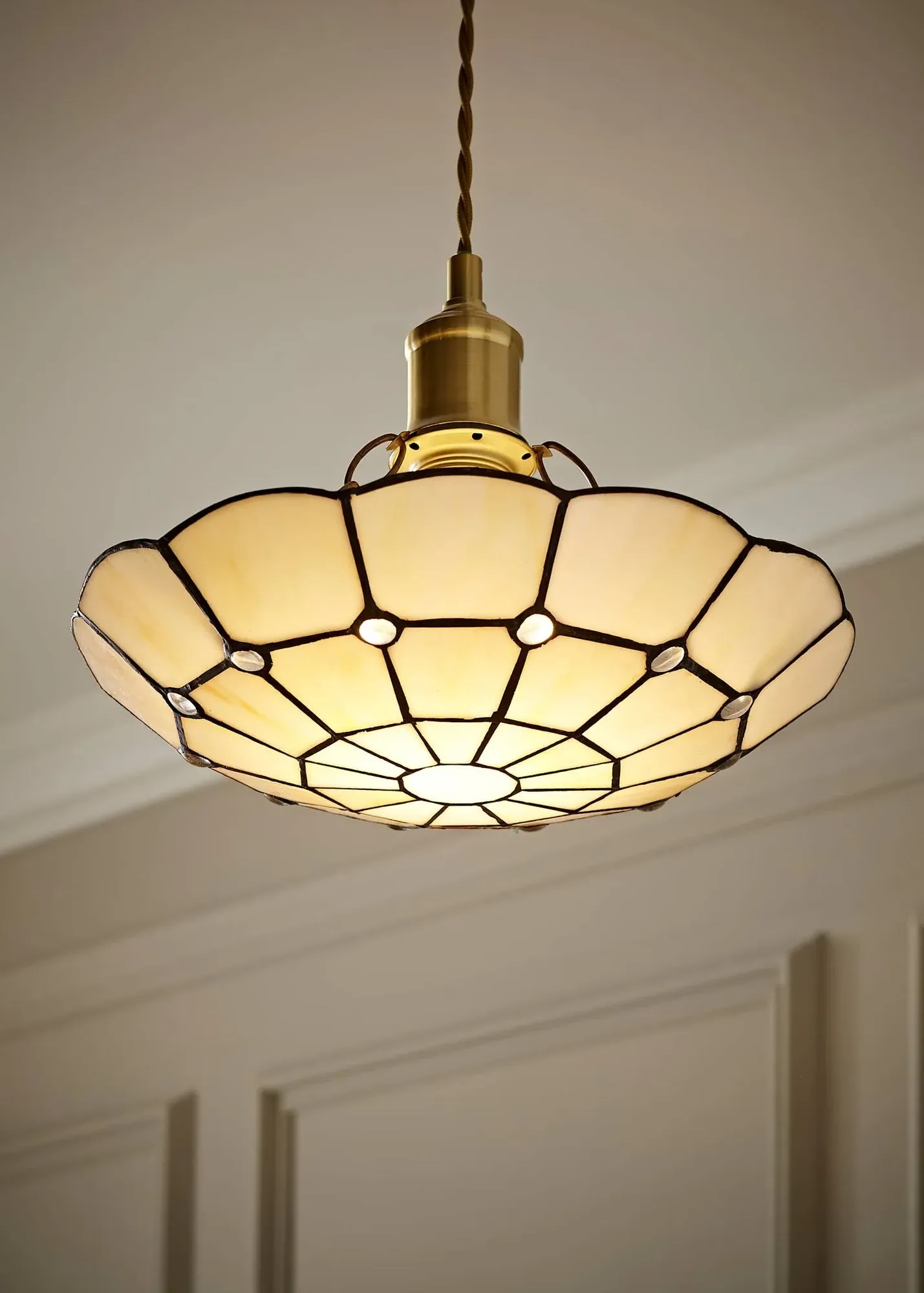 Tiffany Cortez Glass Uplighter Ceiling Lampshade - Cream product