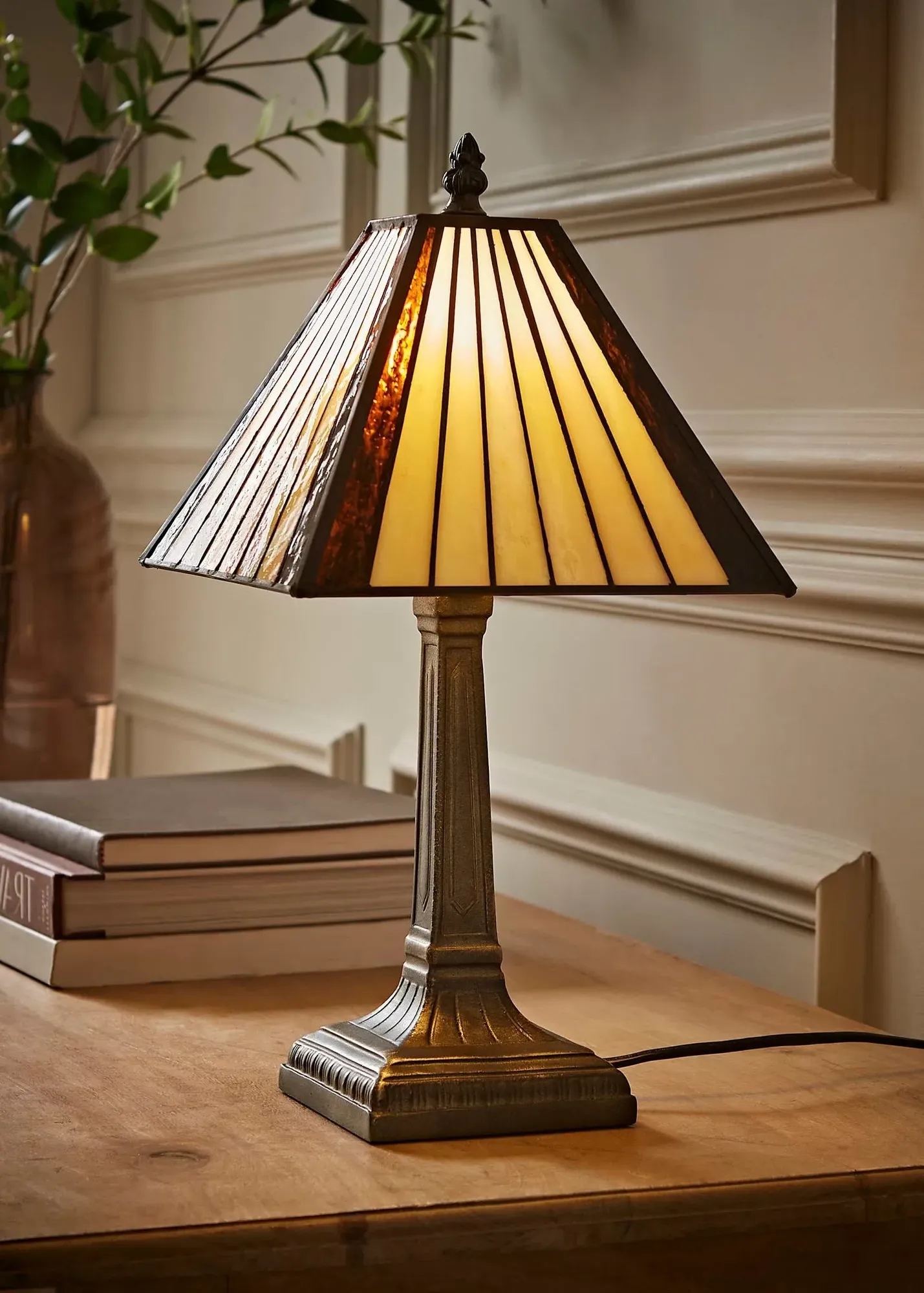 Tiffany Stained Glass Table Lamp - Antique Brass product