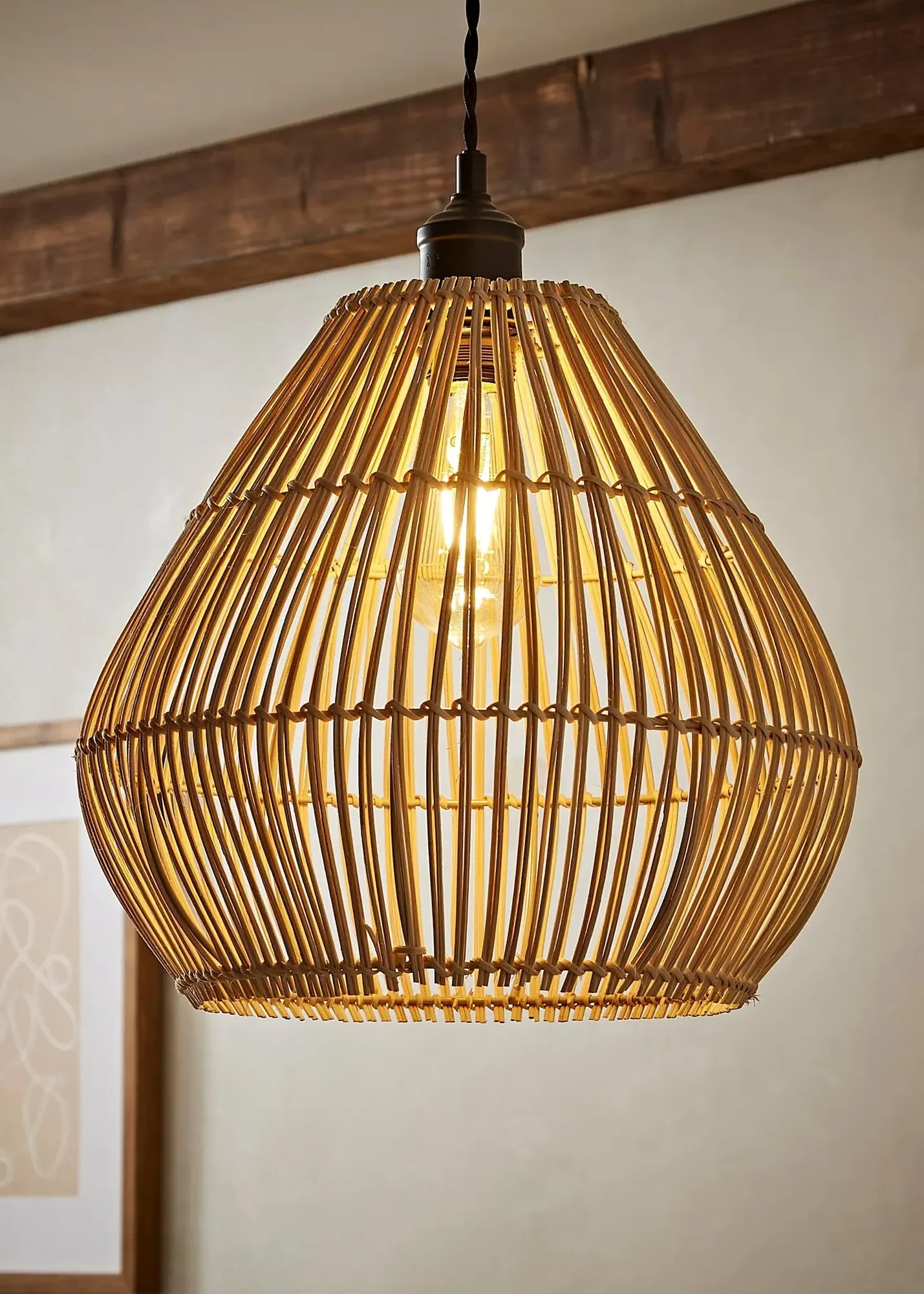 Vine Teardrop Easy Fit Ceiling Lampshade - Natural, Rattan product