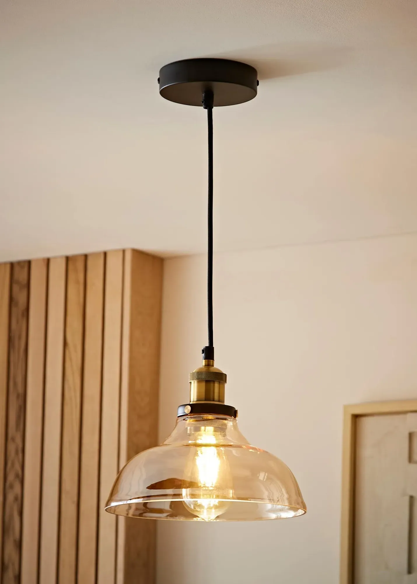 Wallace Glass Ceiling Pendant Light - Black, Metal product
