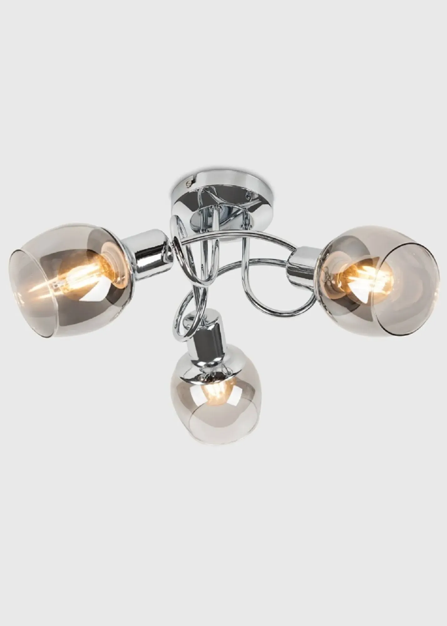 Zarah 3-Way Swirl Ceiling Light - Silver, Smoked Glass product