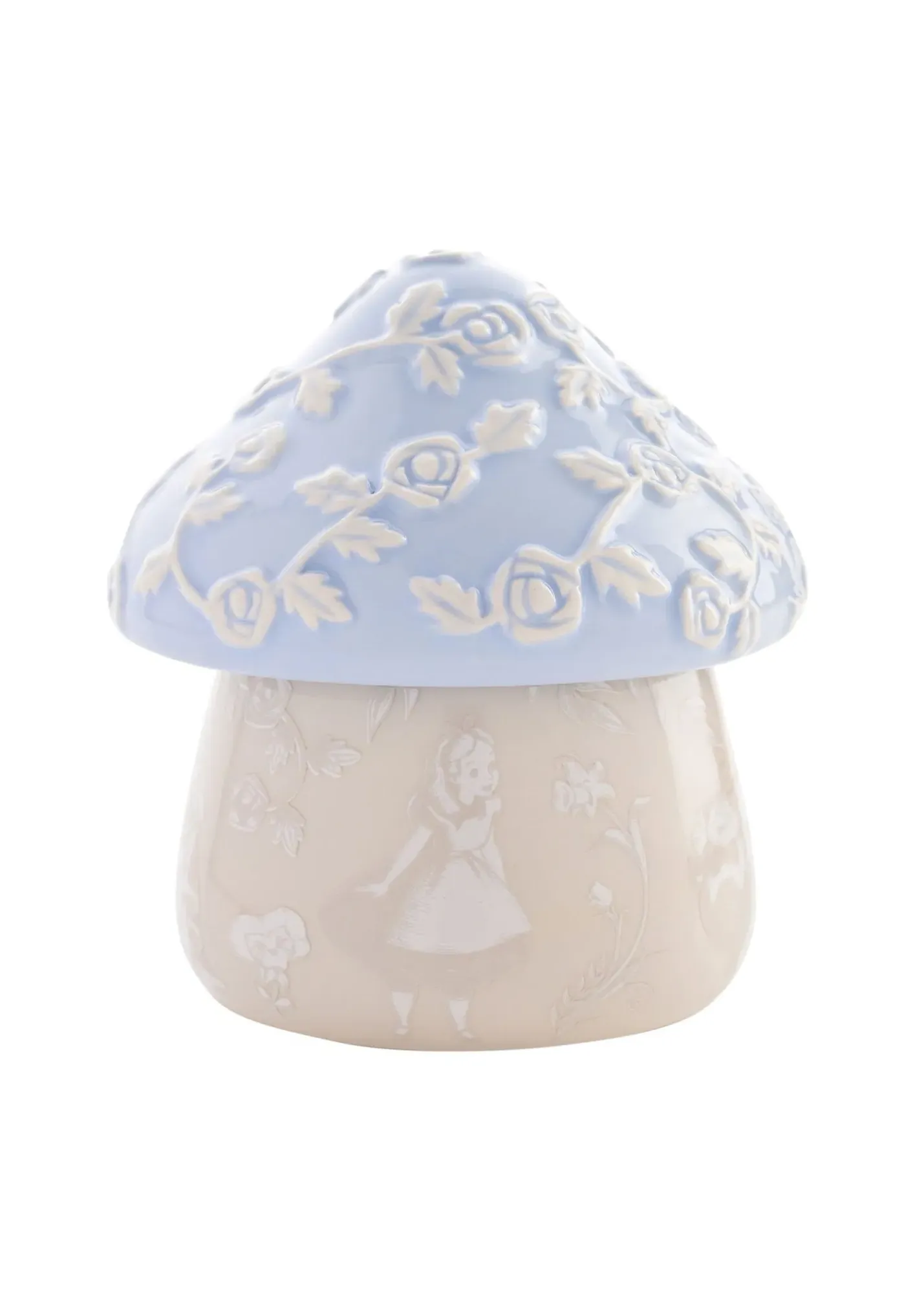 Alice in Wonderland Ceramic Mushroom Trinket Box - Blue, Cream product