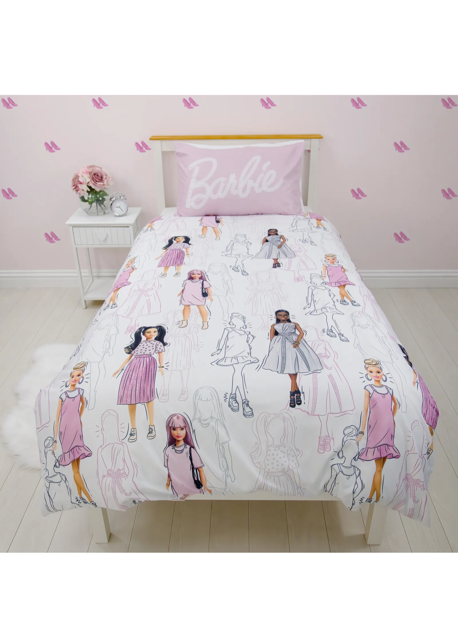Barbie Figures Rotary Single Duvet Set - Multi, Microfibre product