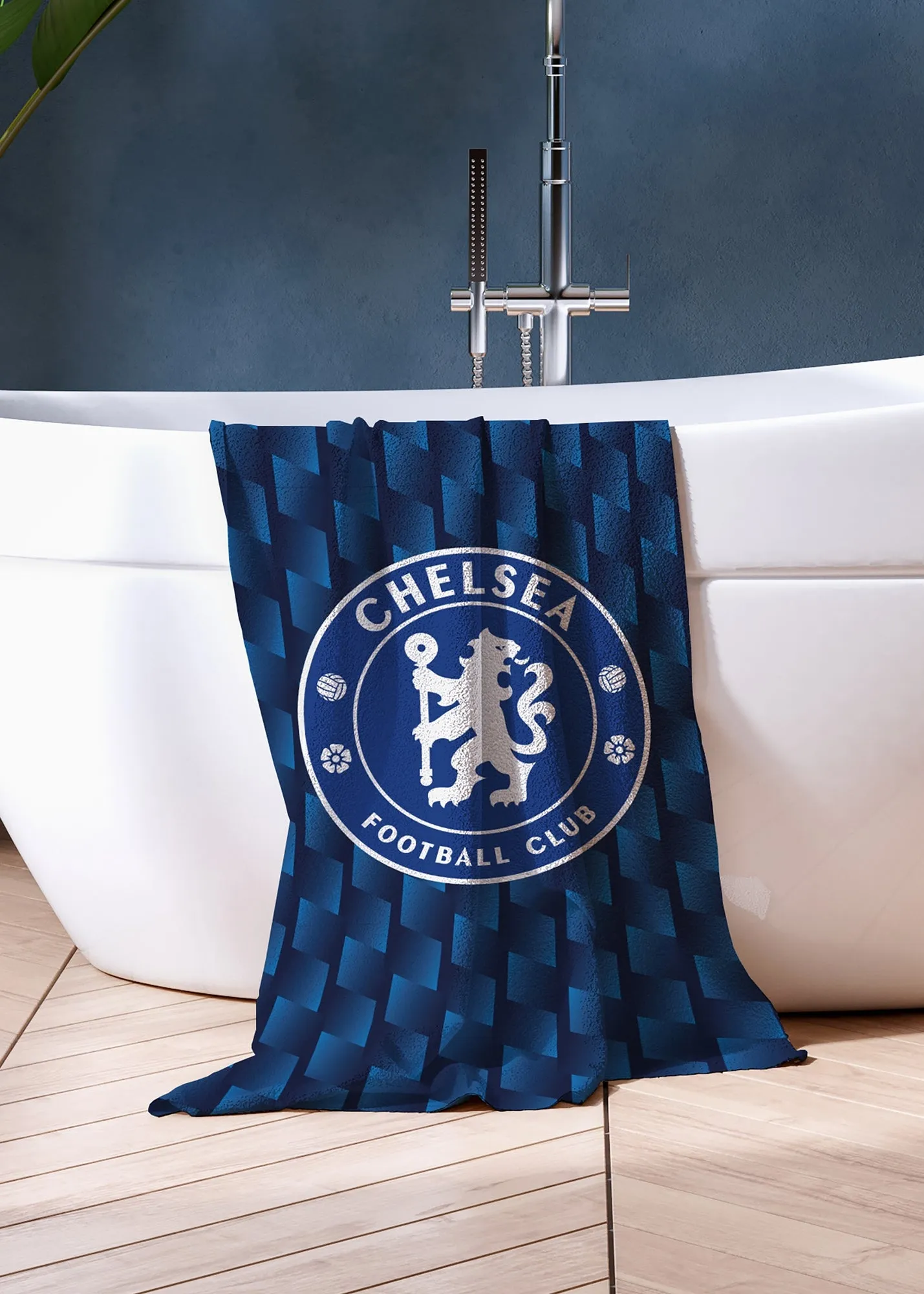 Chelsea FC Geometric Bath Towel - Blue, Cotton product