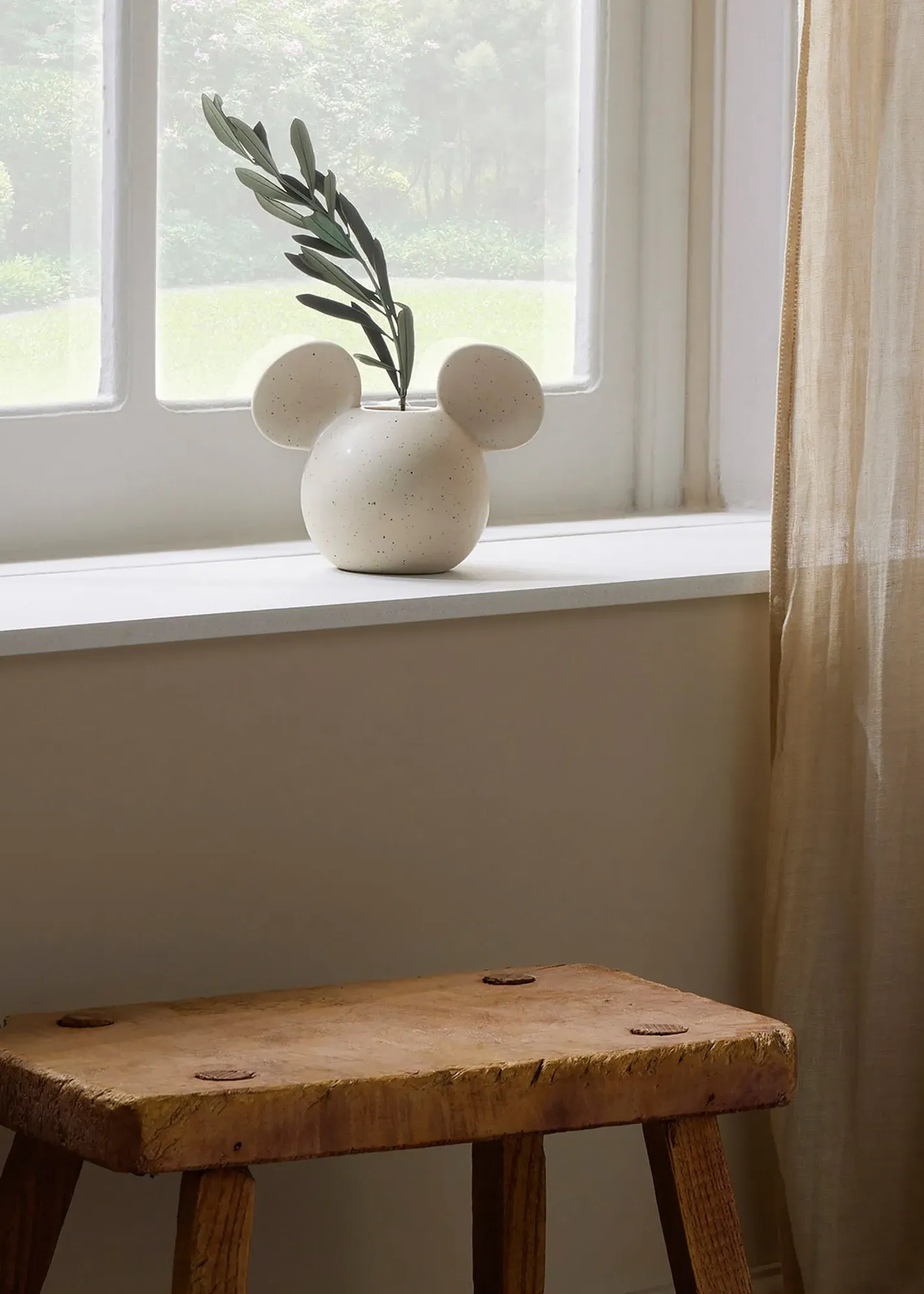 Disney Home Mickey Mouse Head Vase - Cream, Ceramic product