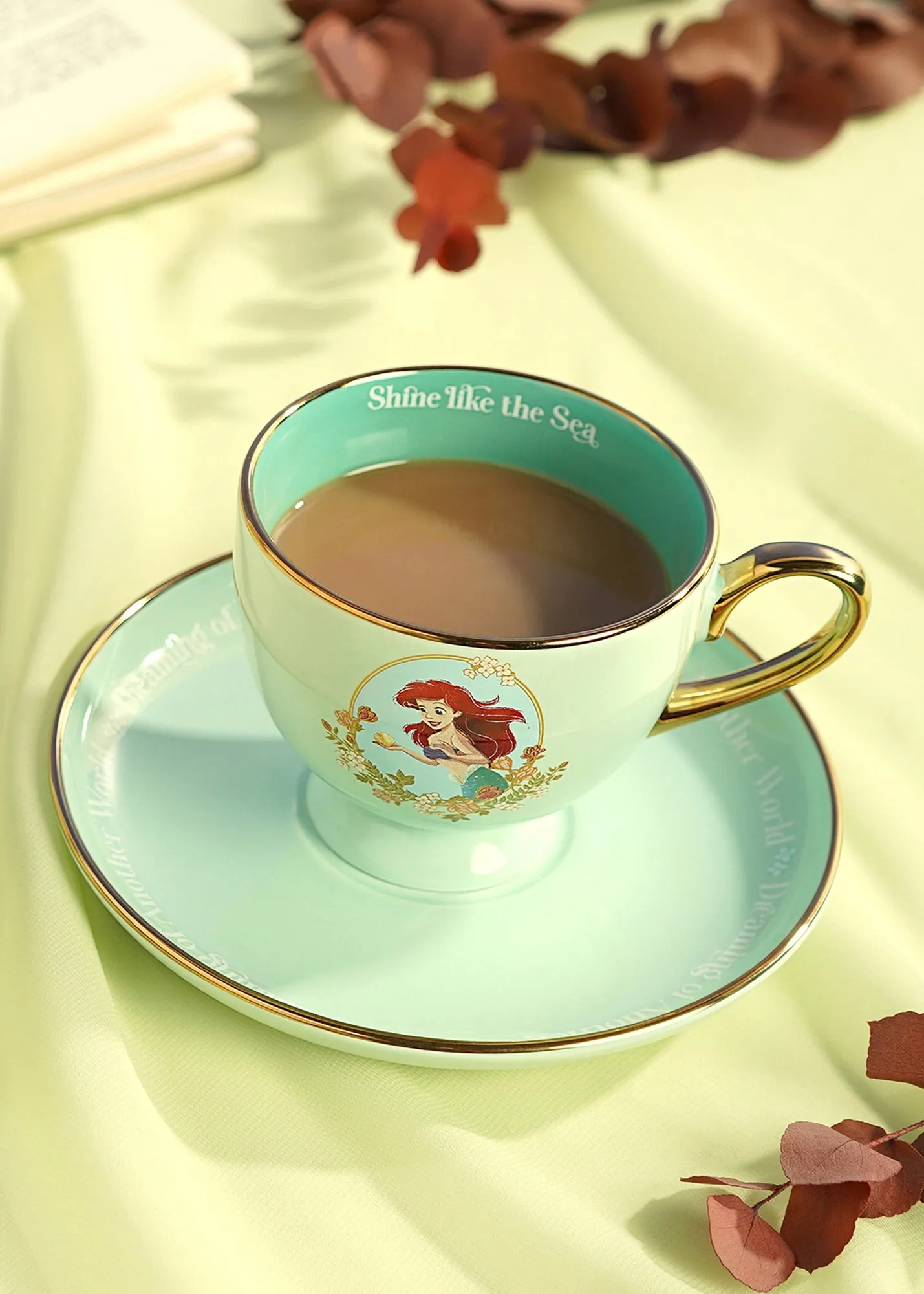 Disney Princess Ariel Tea Cup & Saucer - Green, Ceramic product
