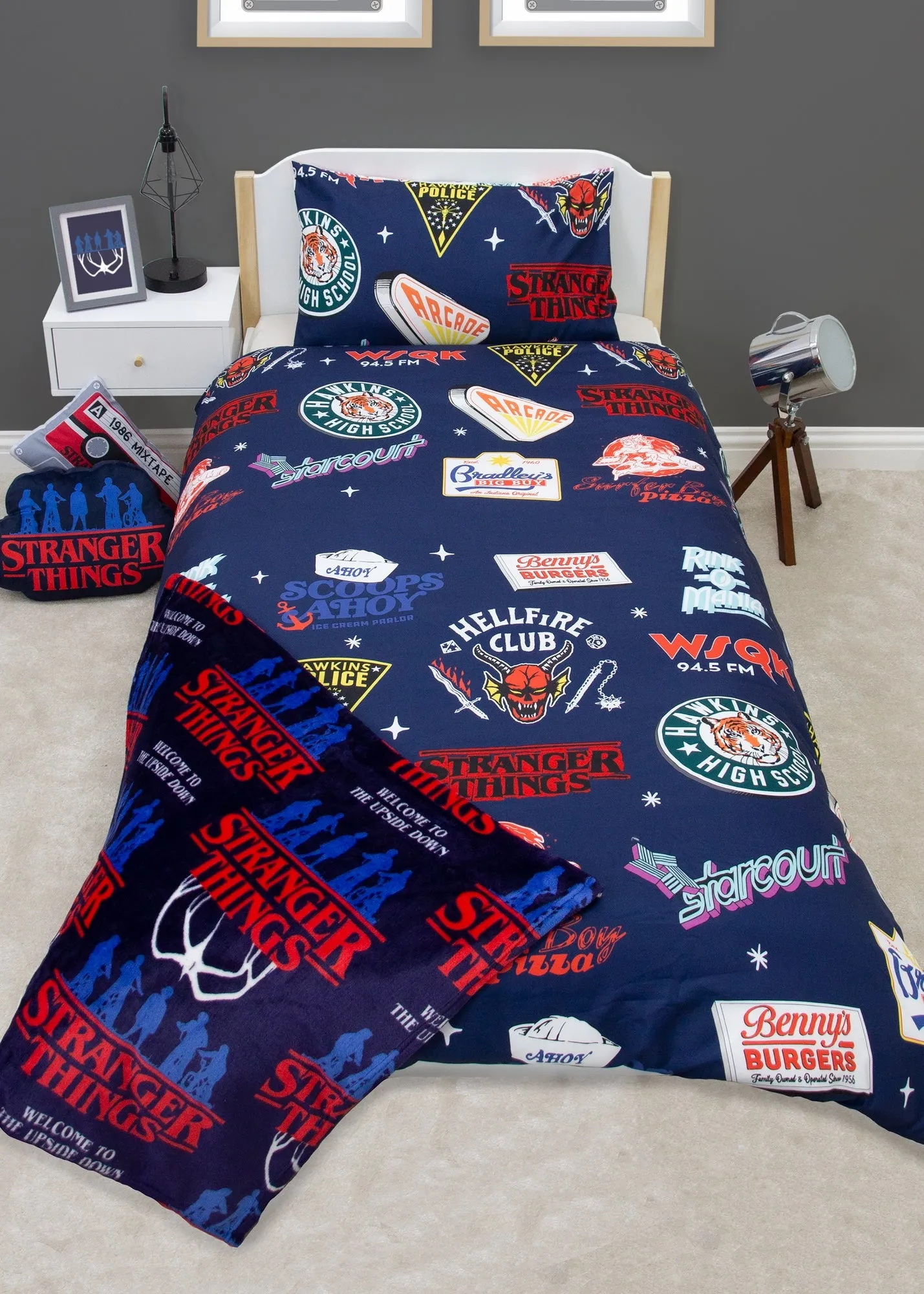 Gorgon Stranger Things Single Duvet Cover - Blue, Microfibre product