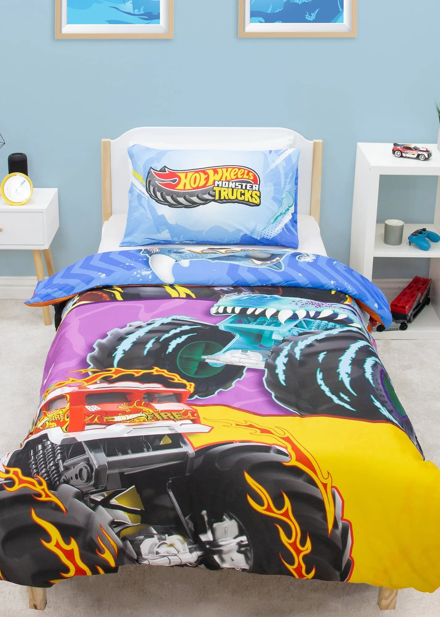 Hot Wheels Multi Monster Single Duvet Set - Blue, Polycotton product